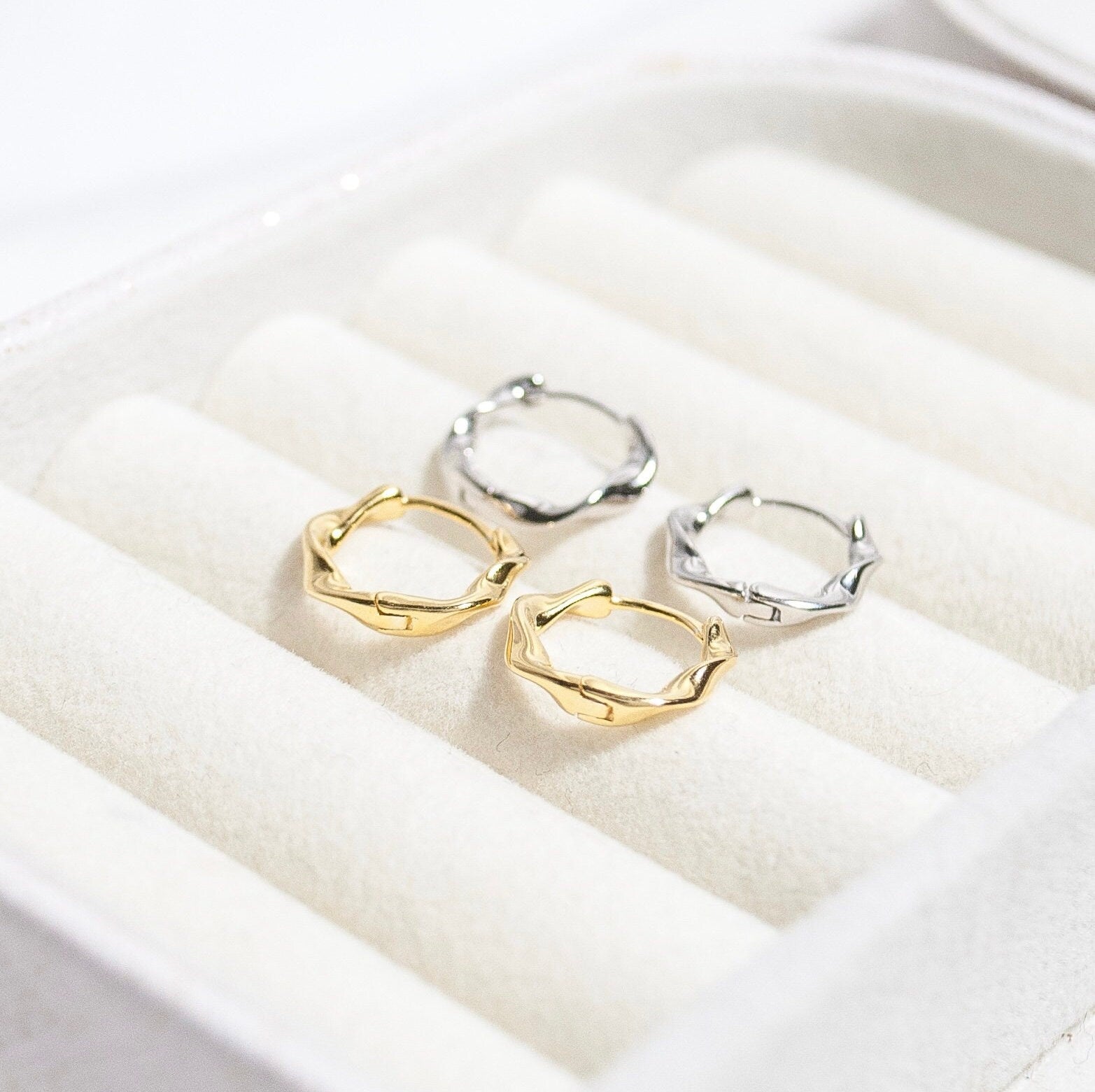 Sterling Silver Twisted Hoop Earrings, Gold Silver Huggie Hoop Earrings, Statement Earrings, Dainty Minimalist Jewellery, Gift For Her