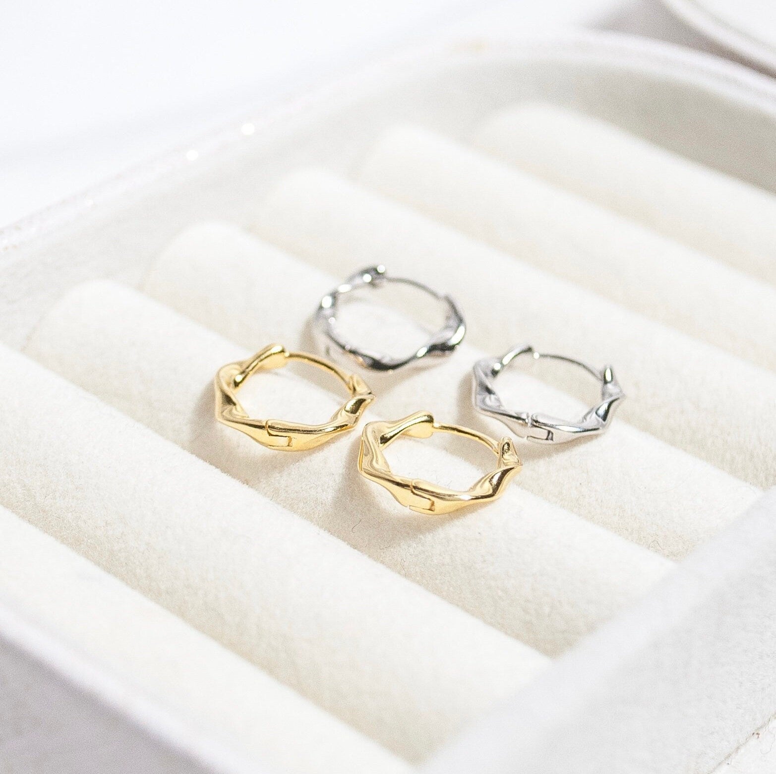 Sterling Silver Twisted Hoop Earrings, Gold Silver Huggie Hoop Earrings, Statement Earrings, Dainty Minimalist Jewellery