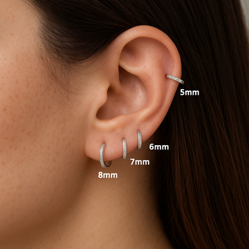 Sterling Silver Crystal Huggie Hoop Earrings