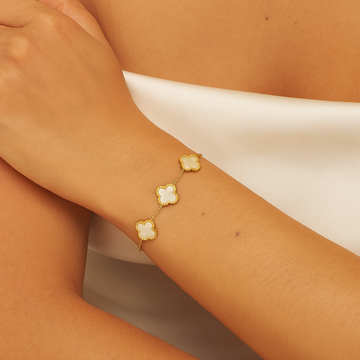 Pearl Four Leaf Clover Bracelet