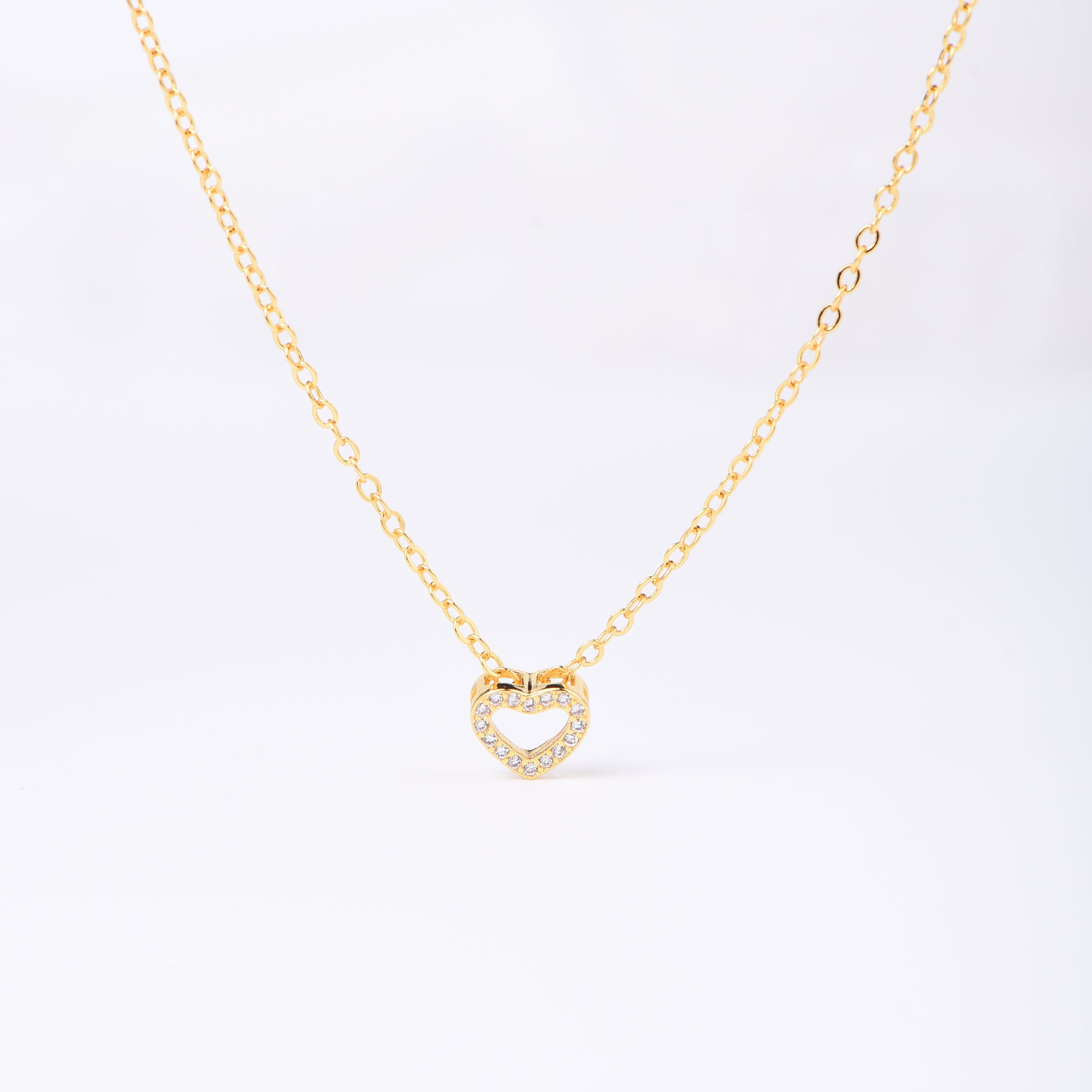 Sterling Silver Rhinestone Heart Necklace