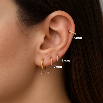 Sterling Silver Crystal Huggie Hoop Earrings in Gold
