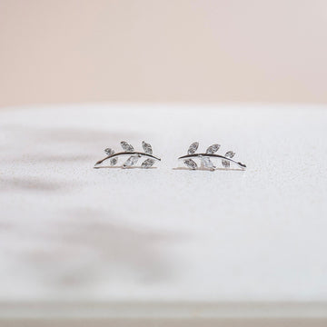 Sterling Silver Tiny Branch Stud Earrings