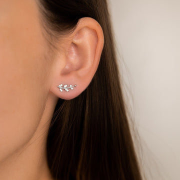 Sterling Silver Tiny Branch Stud Earrings