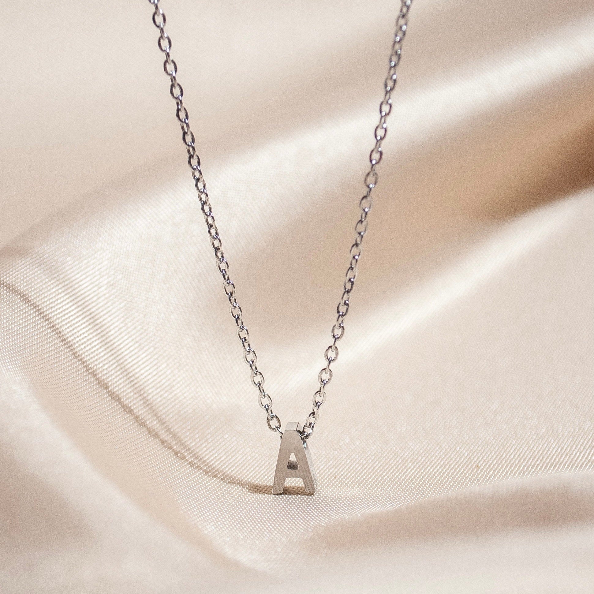 Custom Initial Silver Necklace, Personalised Letter Necklace, Dainty Minimalist Letter Charm Jewellery, Gift For Her, Birthday Gift