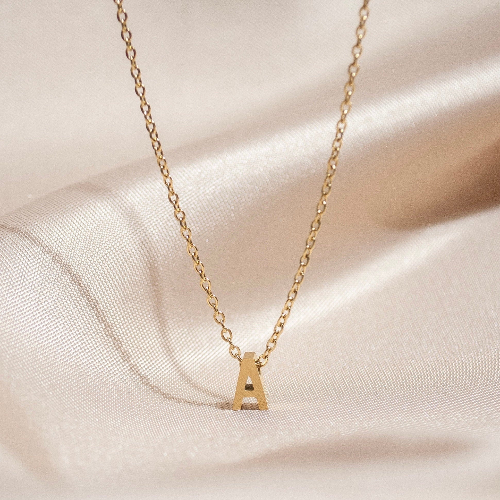 Custom Initial Necklace, Personalised Letter Necklace, Dainty Minimalist Letter Charm Jewellery, Gift For Her, Birthday Valentines Gift