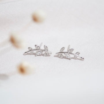 Sterling Silver Tiny Branch Stud Earrings