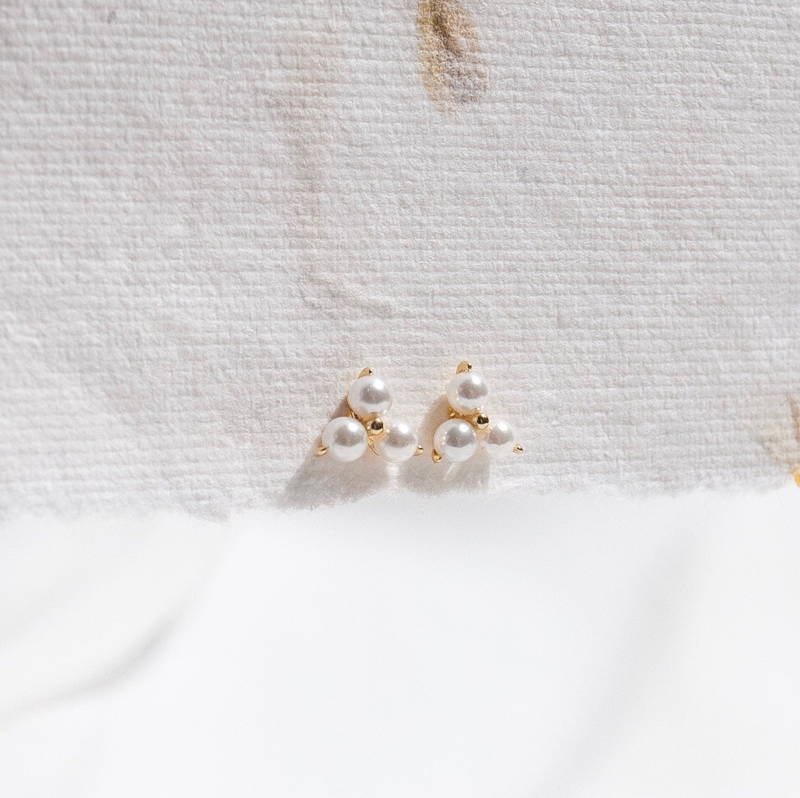 Sterling Silver Triple Pearl Stud Earrings, Gold & Silver Freshwater Baroque Pearl Earrings, Bridesmaid Gifts, Wedding Gifts