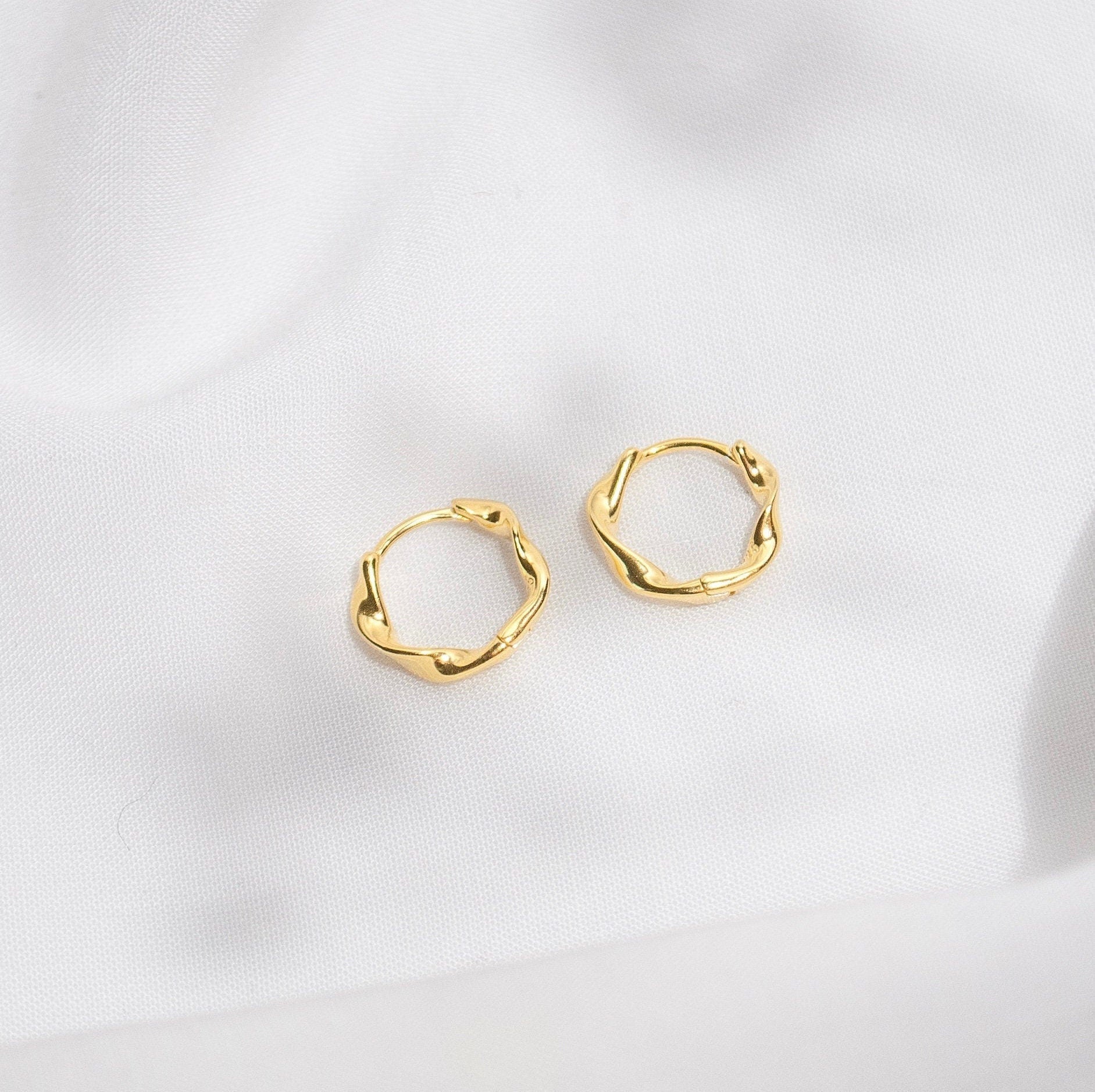 Sterling Silver Twisted Hoop Earrings, Gold Silver Huggie Hoop Earrings, Statement Earrings, Dainty Minimalist Jewellery, Gift For Her