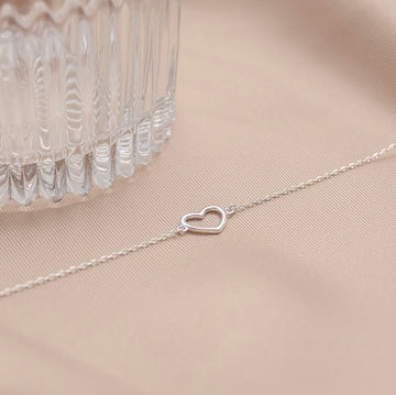 Sterling Silver Skinny Heart Bracelet