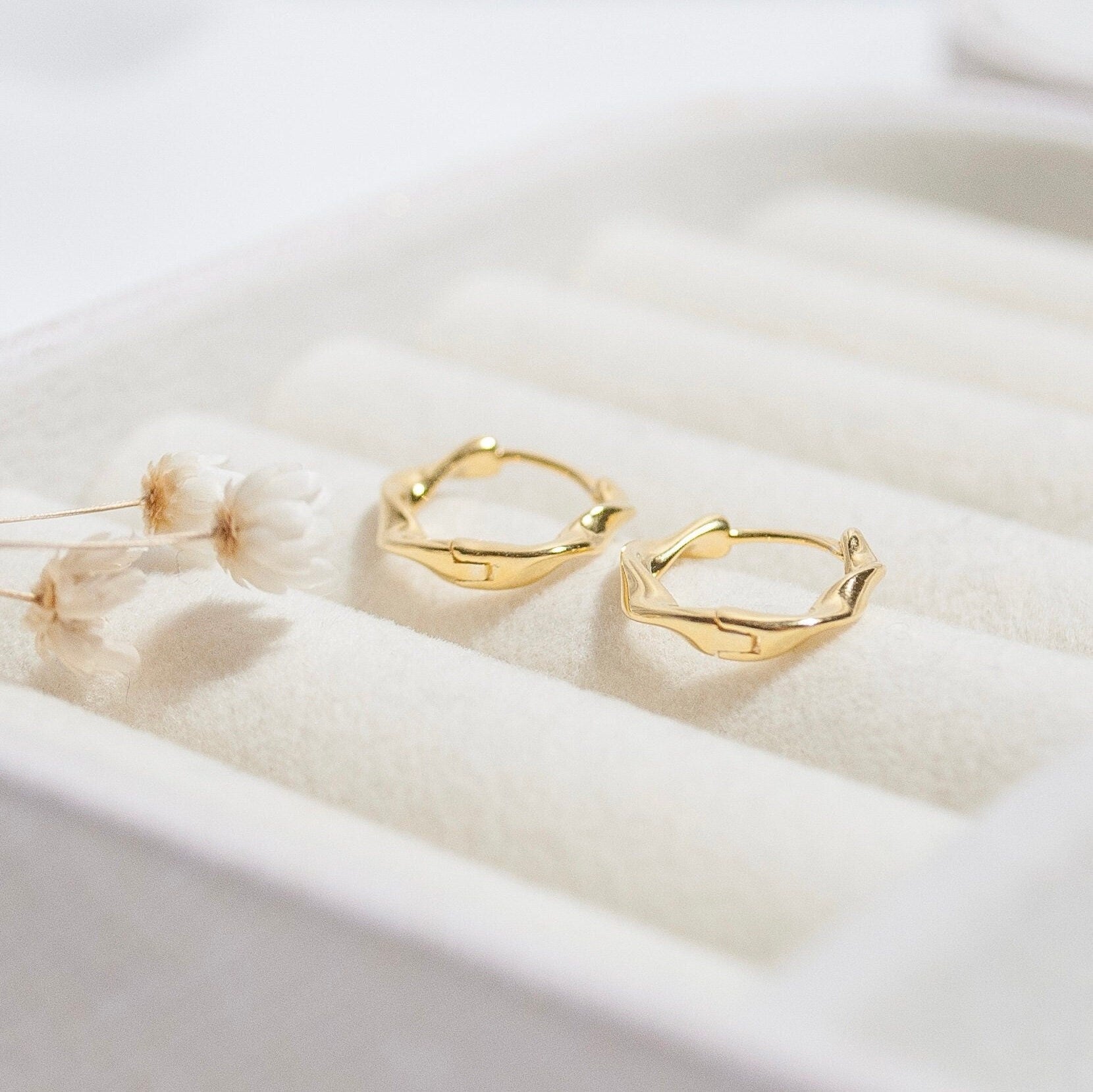 Sterling Silver Twisted Hoop Earrings, Gold Silver Huggie Hoop Earrings, Statement Earrings, Dainty Minimalist Jewellery, Gift For Her