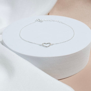 Sterling Silver Skinny Heart Bracelet