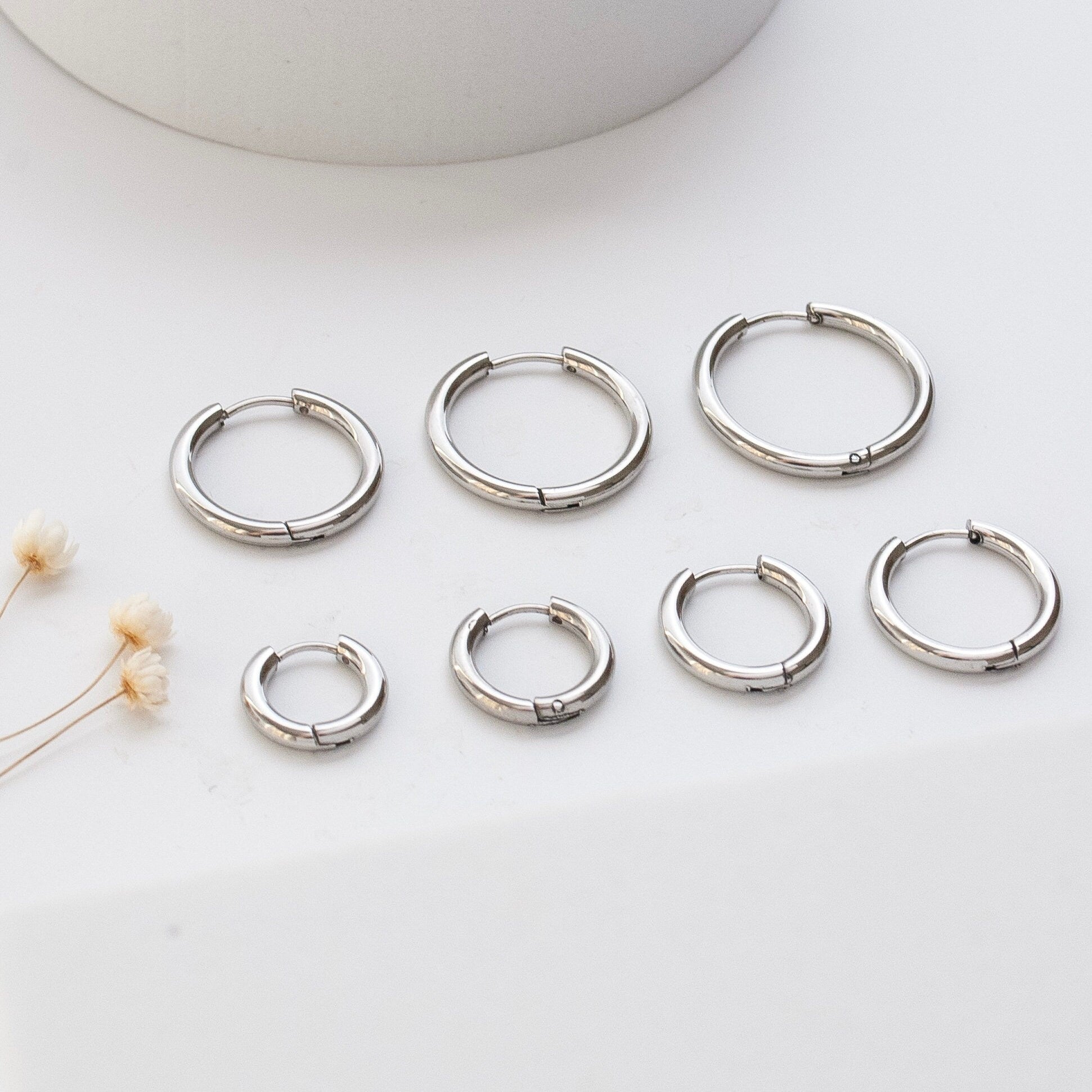 Pair Huggie Hoop Earrings, Gold Earrings, Silver Earrings, Small Large Hoops, Everyday Earrings, Dainty Jewellery
