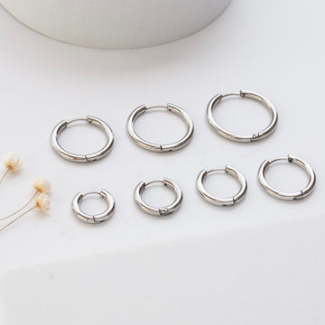 Thick Hoop Earrings in Silver
