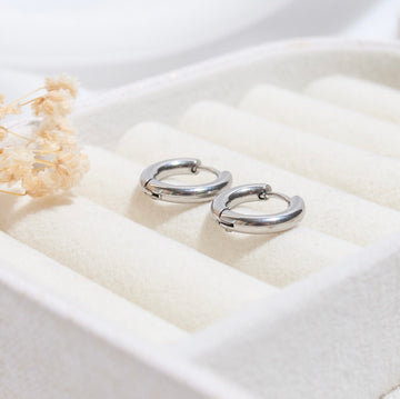 Thick Hoop Earrings in Silver