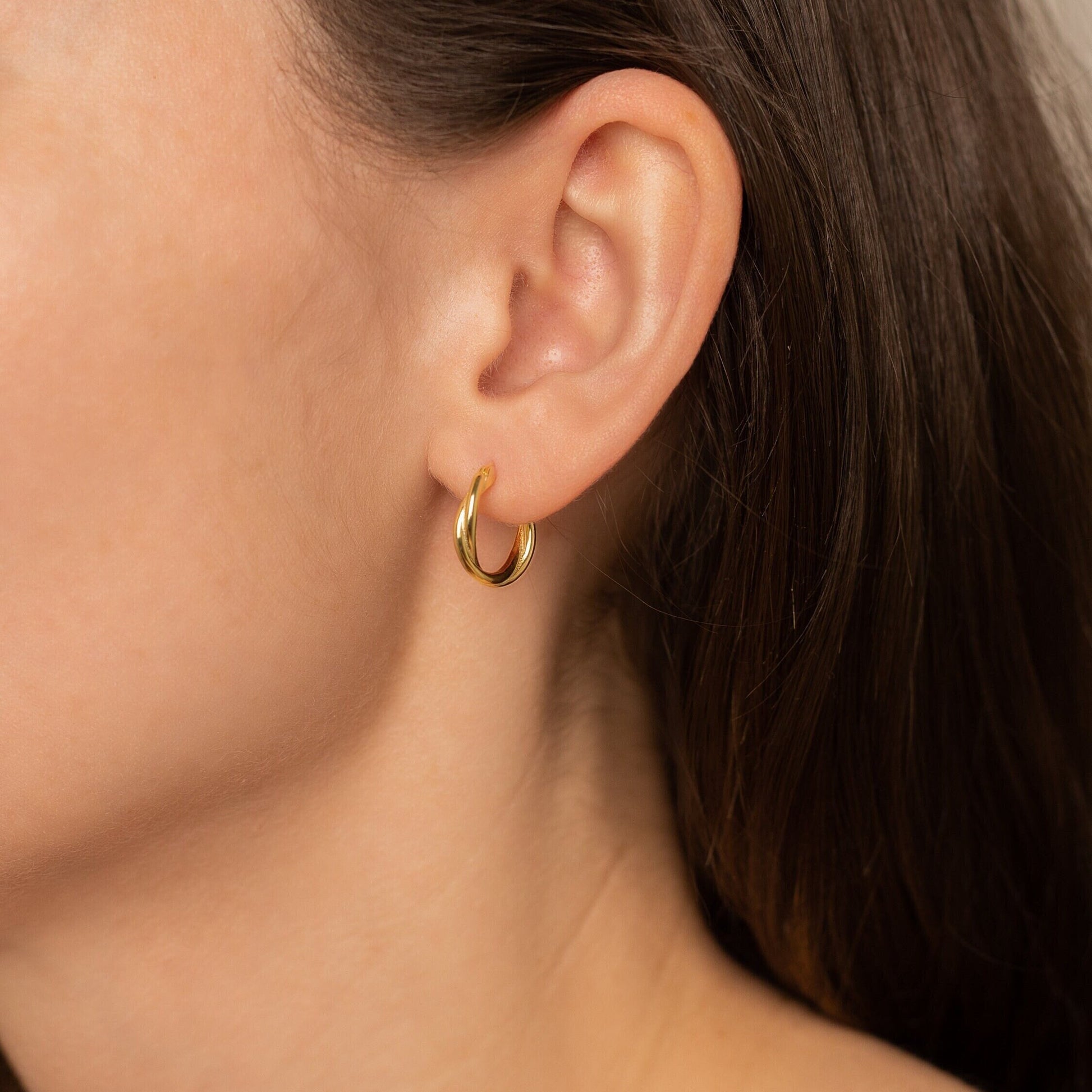 Sterling Silver Twist Hoop Earrings, Statement Earrings, Gold Hoop Earrings, Gift For Her, Gift For Mum