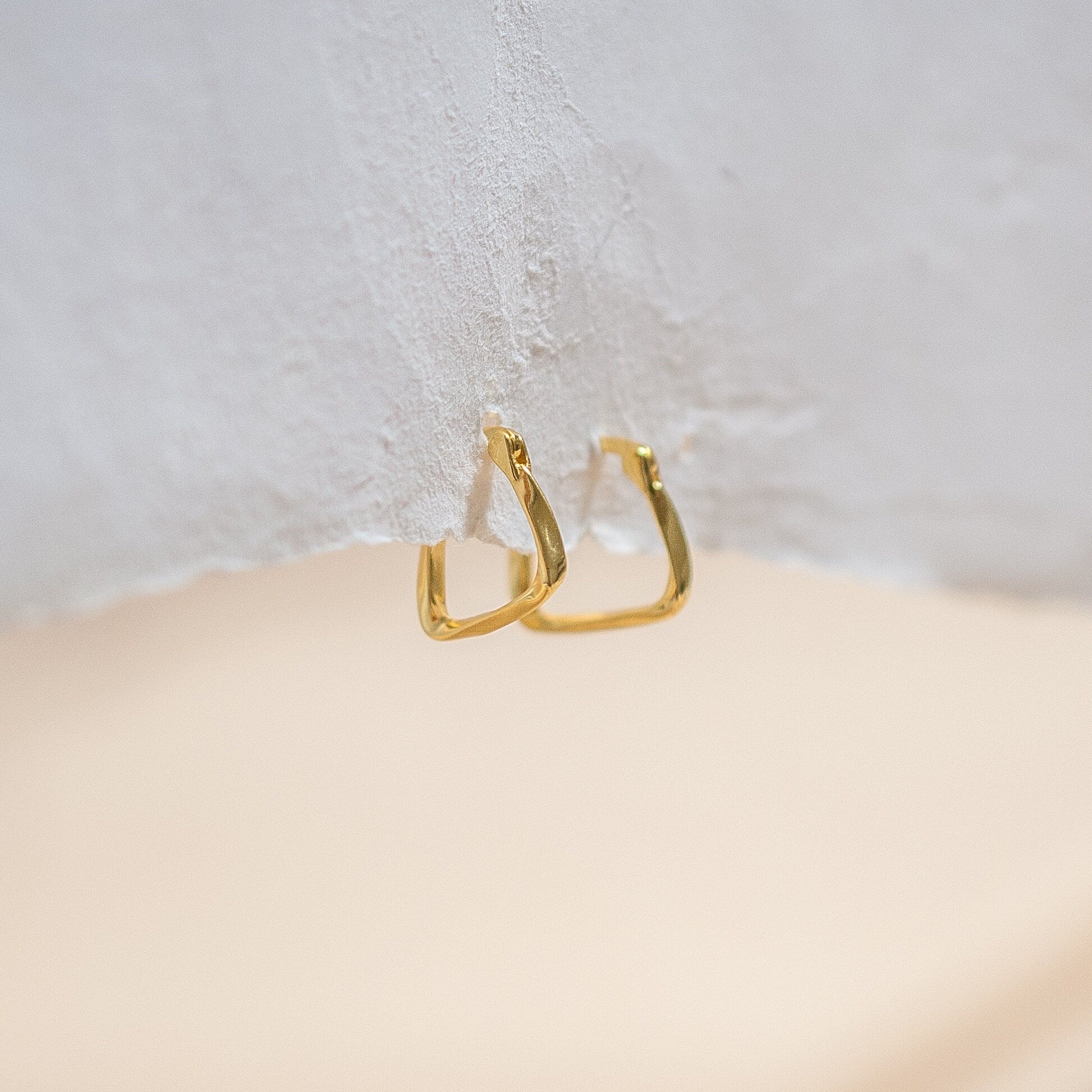 Sterling Silver Square Gold Hoop Earrings - Available in Gold or Silver, Unique & Stylish Earrings