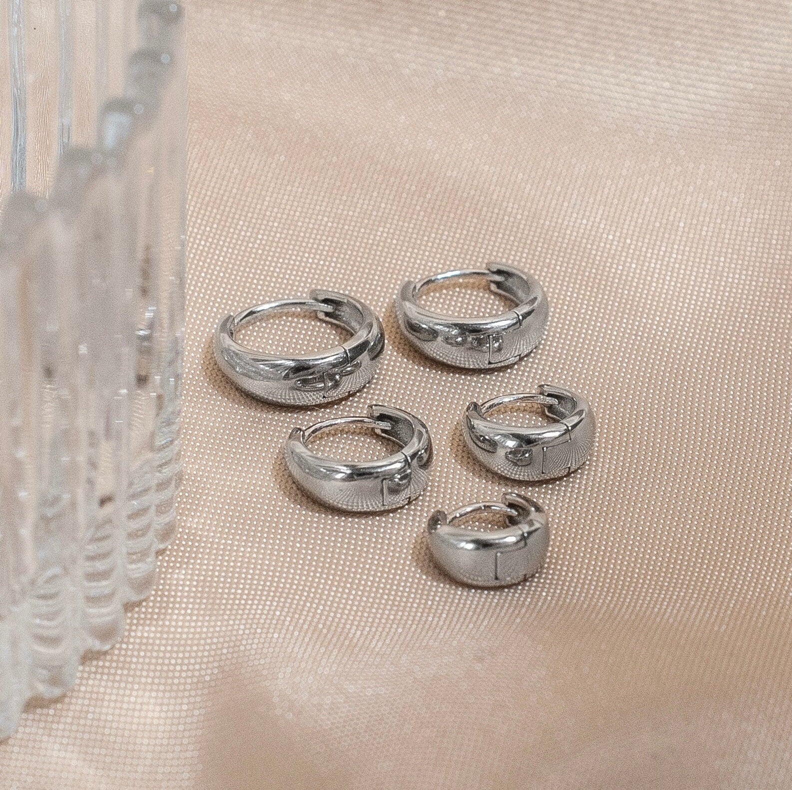 Chunky Huggie Hoop Earrings in Sterling Silver - Available in Gold or Silver, Multiple Sizes Available