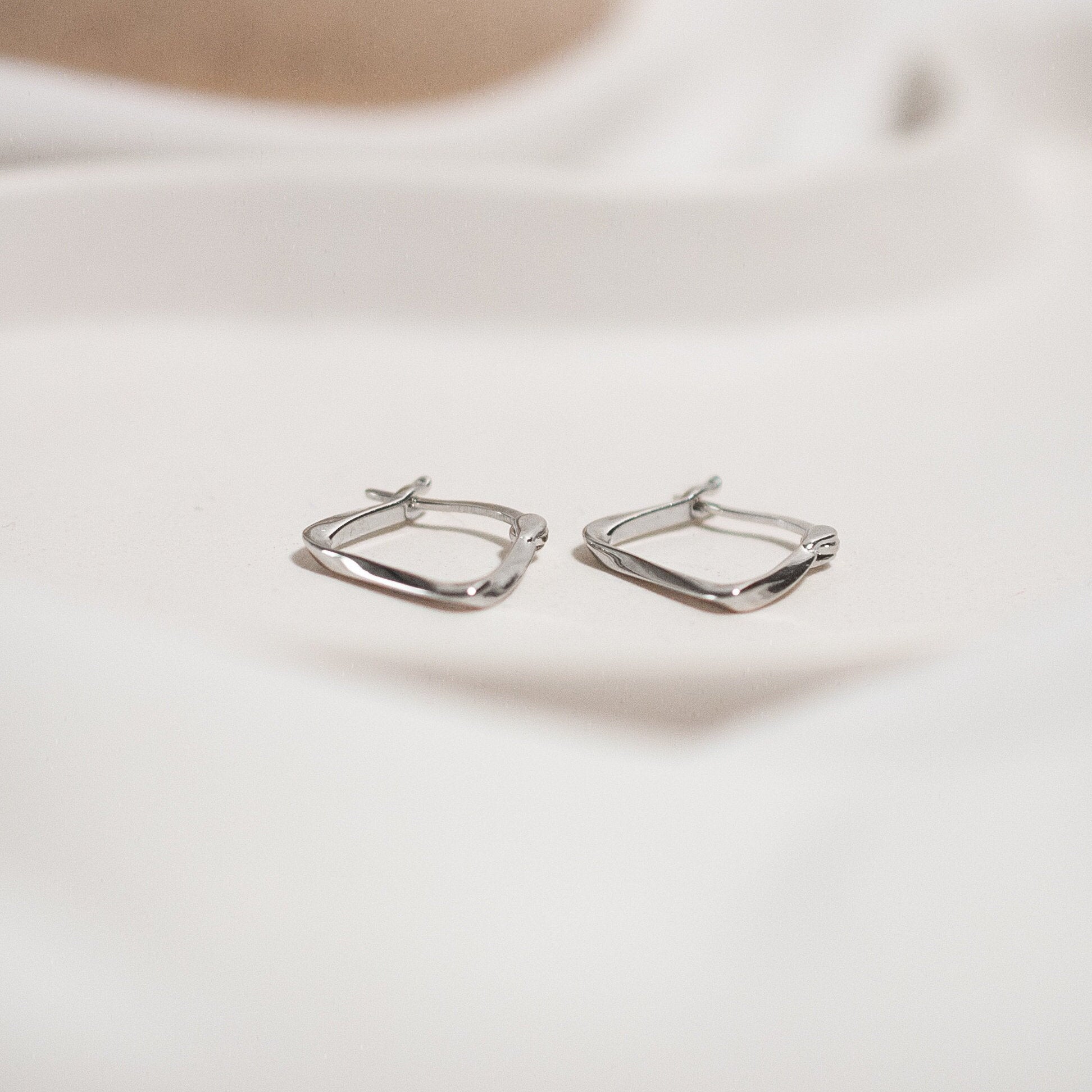 Sterling Silver Square Gold Hoop Earrings - Available in Gold or Silver, Unique & Stylish Earrings