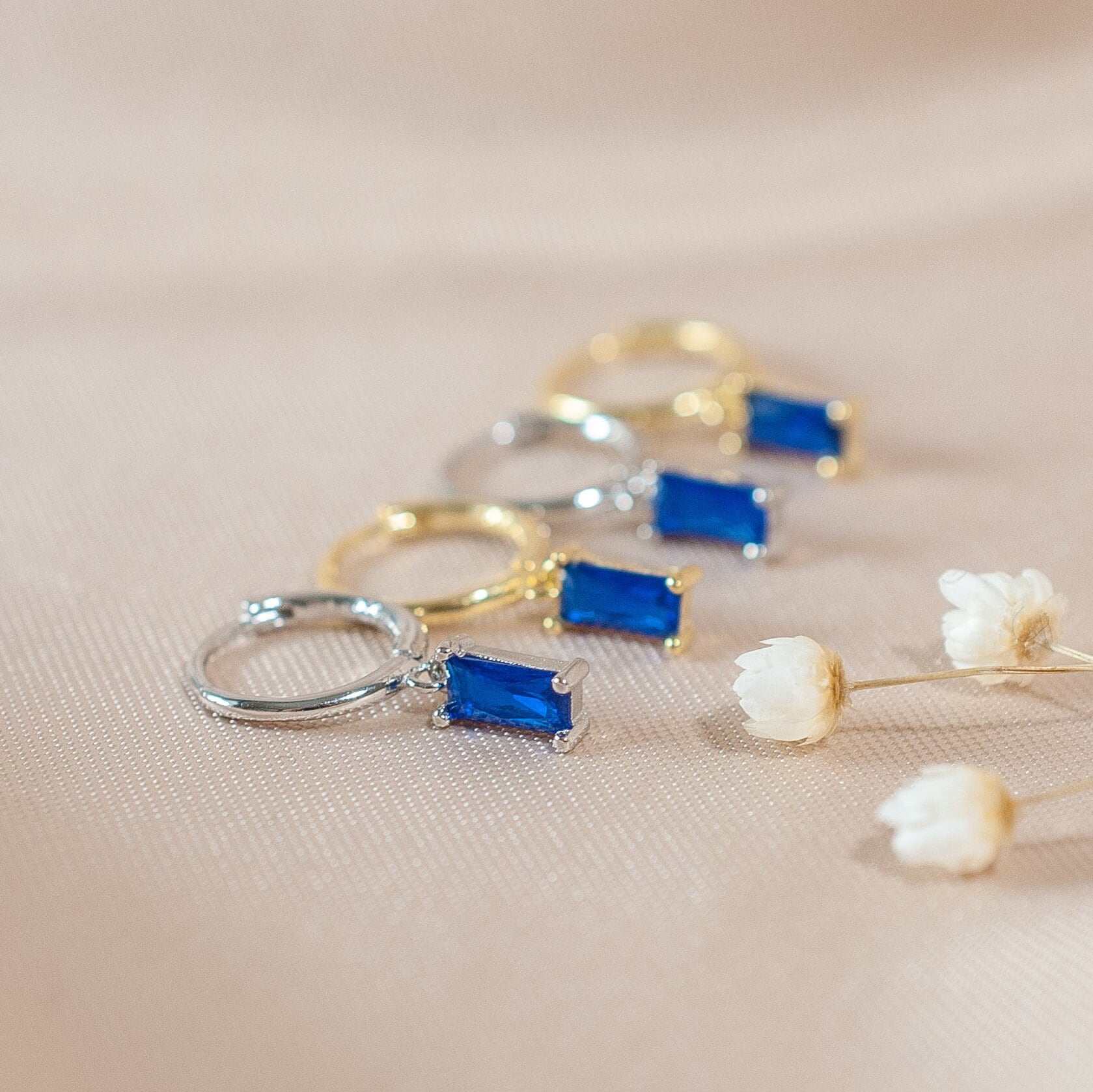 Sterling Silver Pink CZ Hoop Earrings in Gold or Silver, CZ Dangle Drop Earrings in Multiple Colours, Dainty Minimalist Earrings