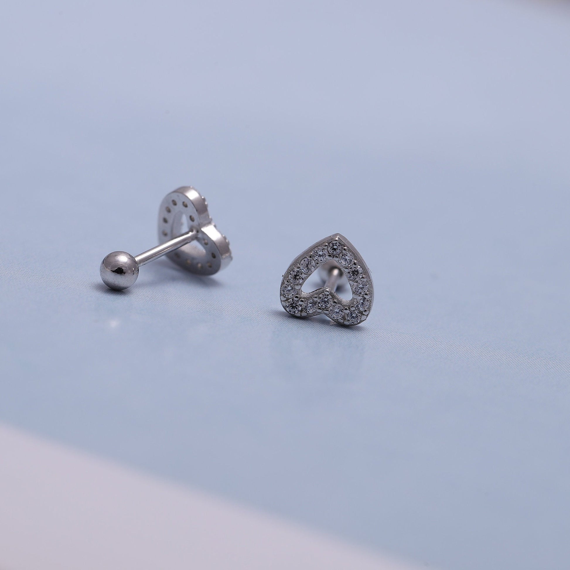 Sparking Gold Heart Stud Earrings with CZ Crystals - Available in Gold or Silver
