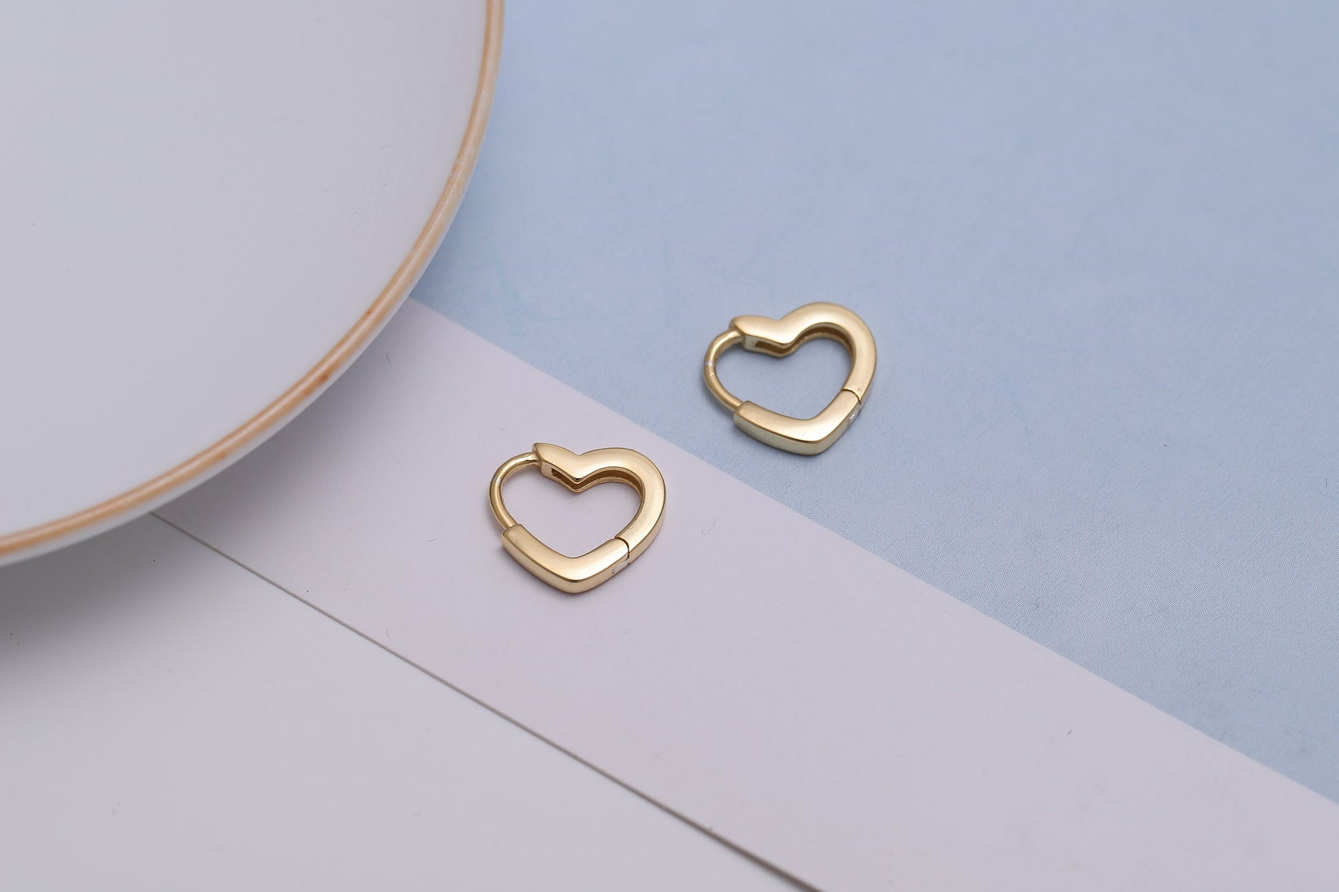 Sterling Silver Tiny Heart Hoop Earrings, Silver 2 Piece Hoop Earrings, Dainty Minimalist Jewellery