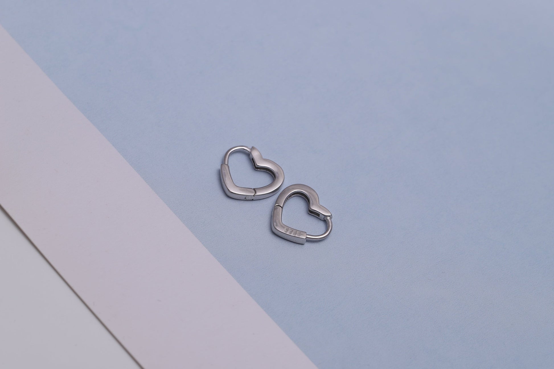 Sterling Silver Tiny Heart Hoop Earrings, Silver 2 Piece Hoop Earrings, Dainty Minimalist Jewellery