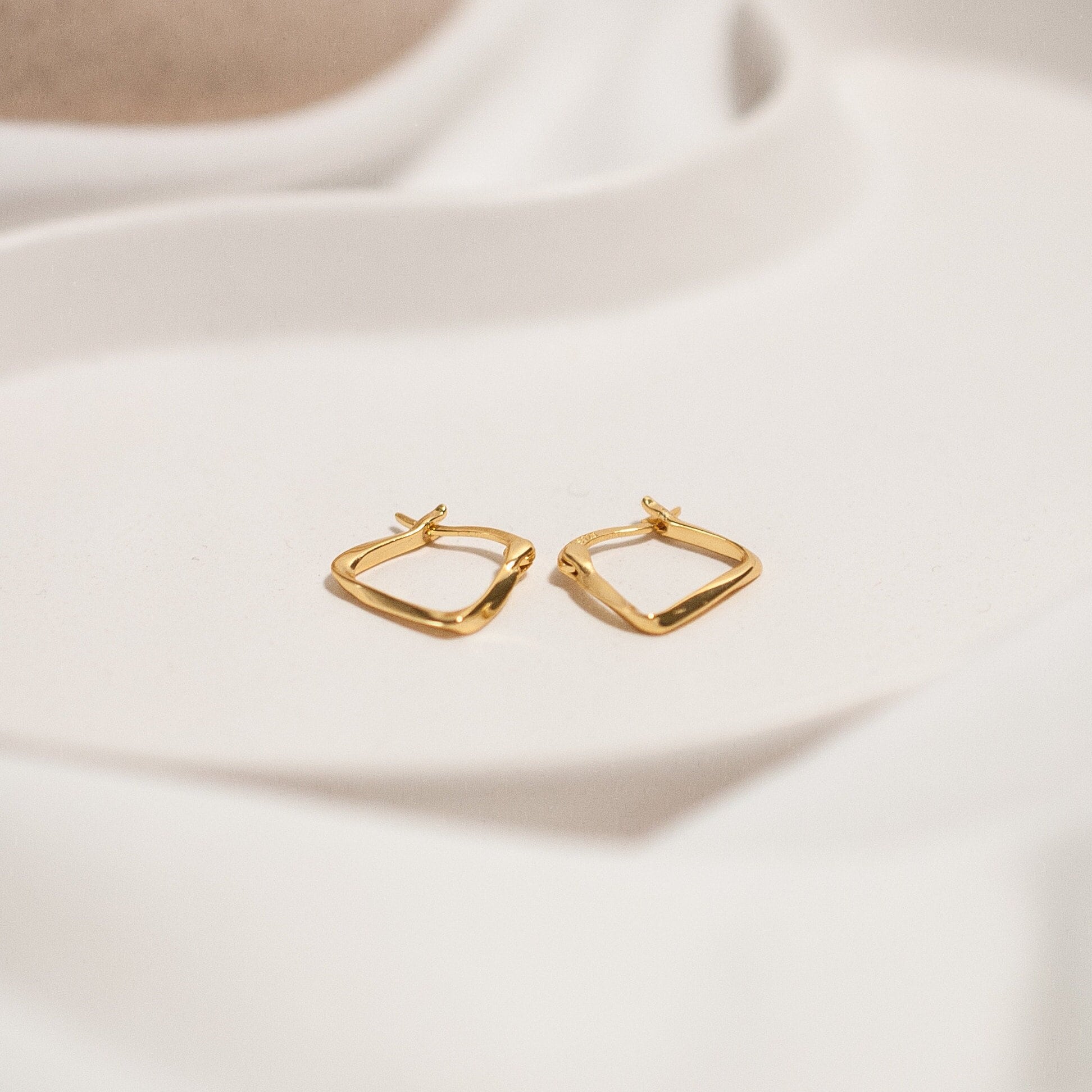 Sterling Silver Square Gold Hoop Earrings - Available in Gold or Silver, Unique & Stylish Earrings