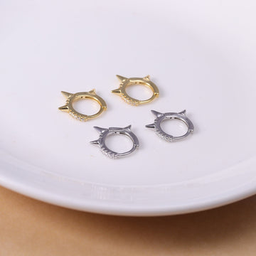 Sterling Silver Spike Hoop Earrings