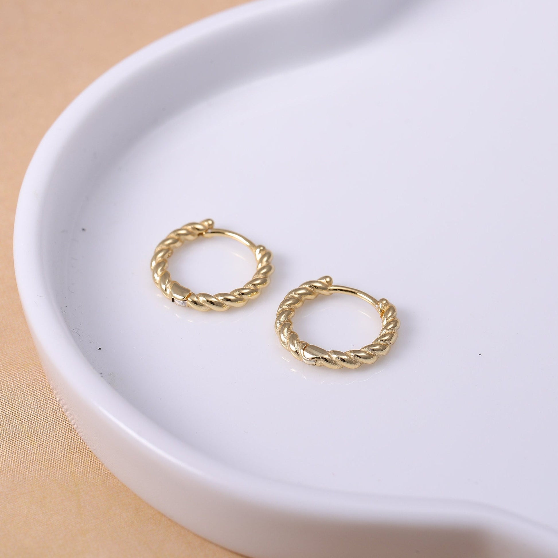 Sterling Silver Woven Hoop Earrings in Gold or Silver, Silver 2 Piece Huggie Hoop Earrings, Statement Jewellery
