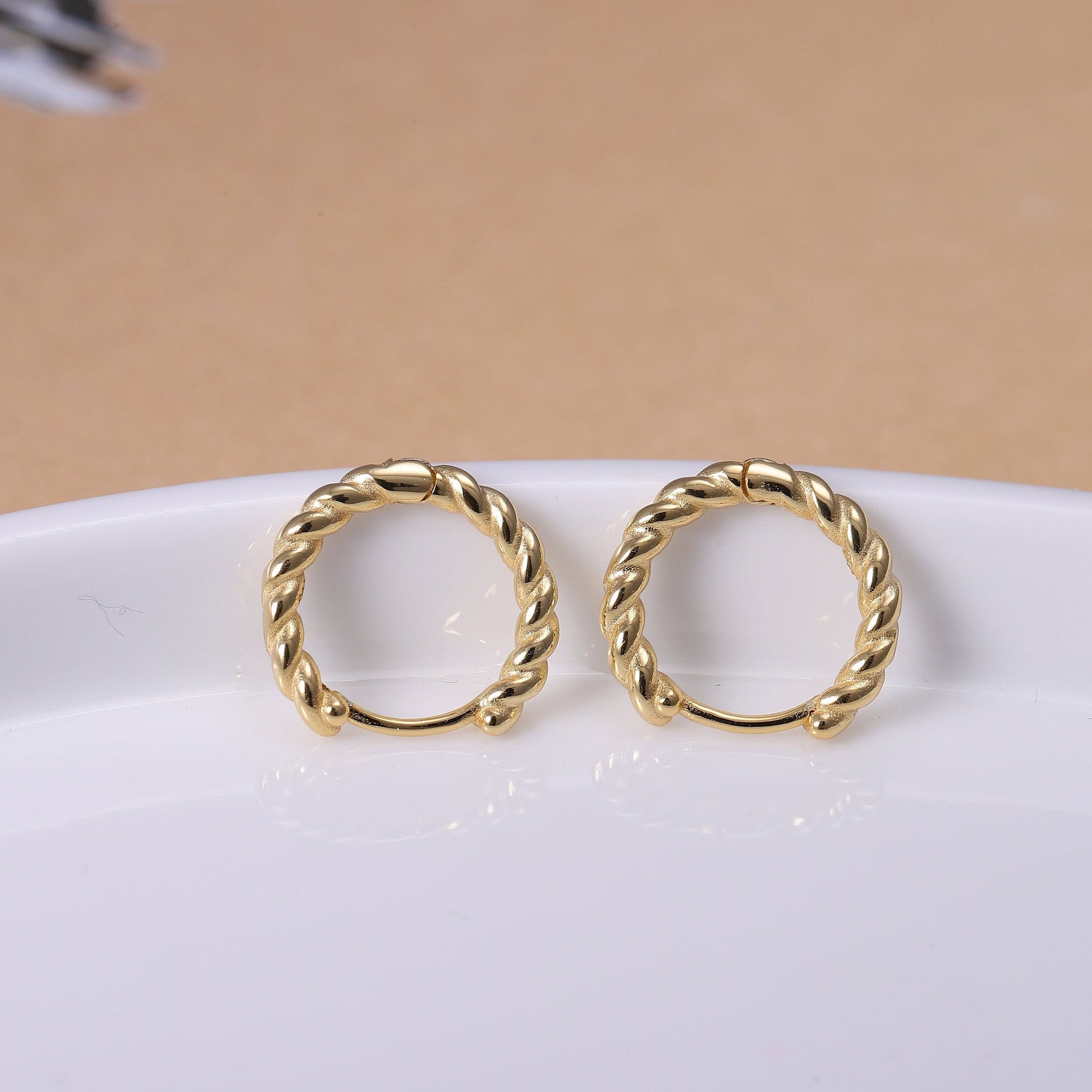 Sterling Silver Woven Hoop Earrings in Gold or Silver, Silver 2 Piece Huggie Hoop Earrings, Statement Jewellery