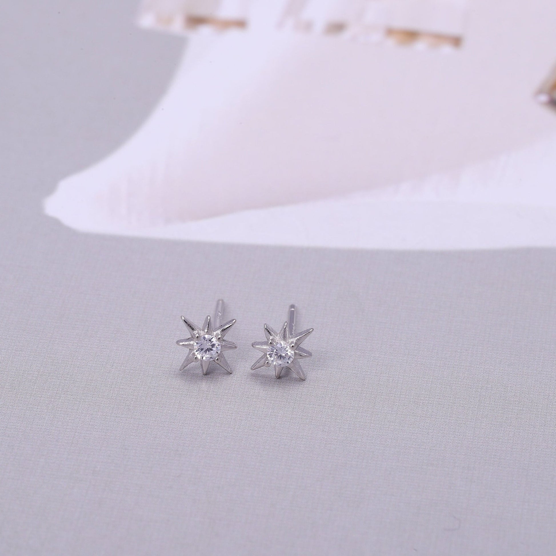 Sterling Silver Star Stud Earrings with CZ Crystals in Gold or Silver, Star Stud Earrings, Crystal Earrings, Statement Earrings,