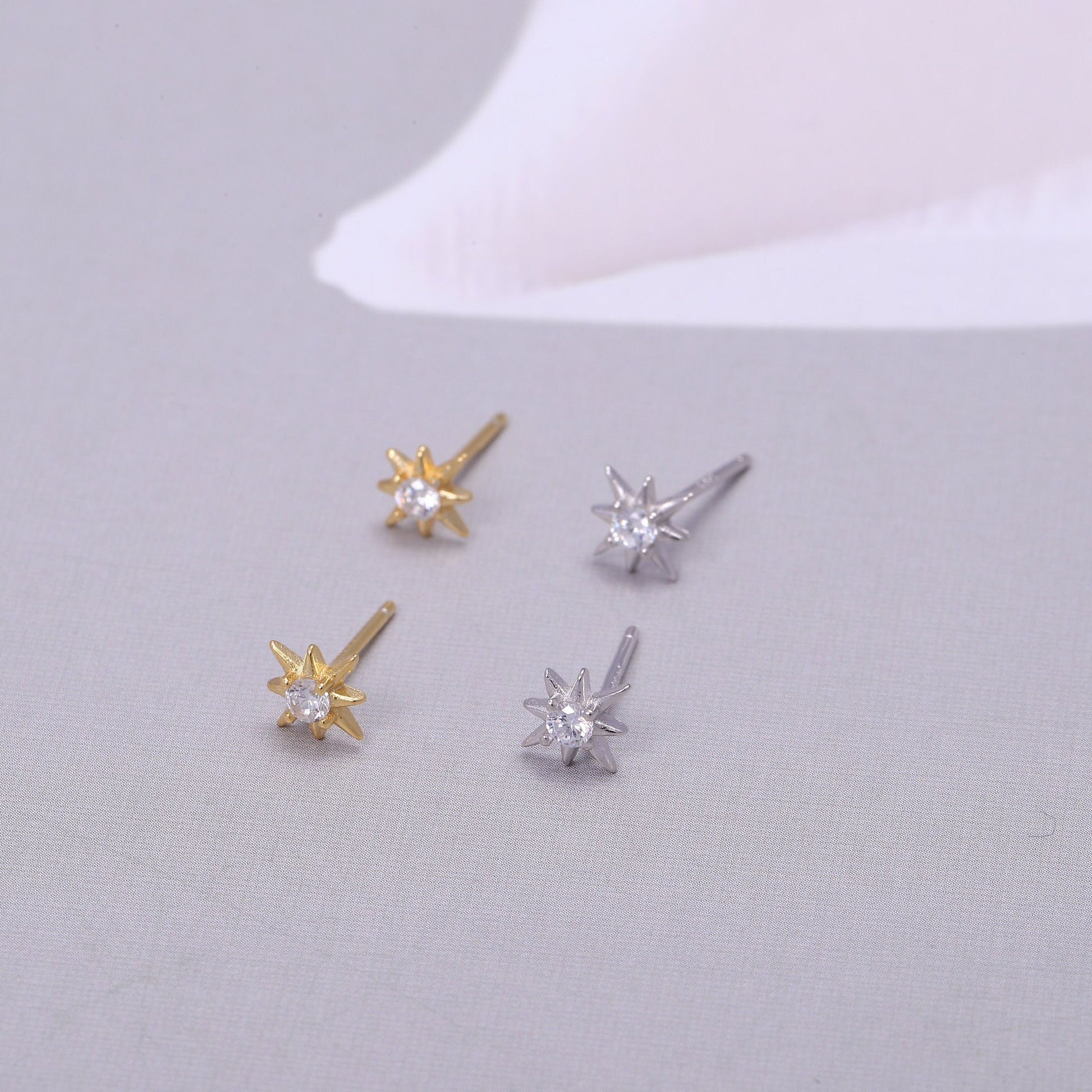 Sterling Silver Star Stud Earrings with CZ Crystals in Gold or Silver, Star Stud Earrings, Crystal Earrings, Statement Earrings,
