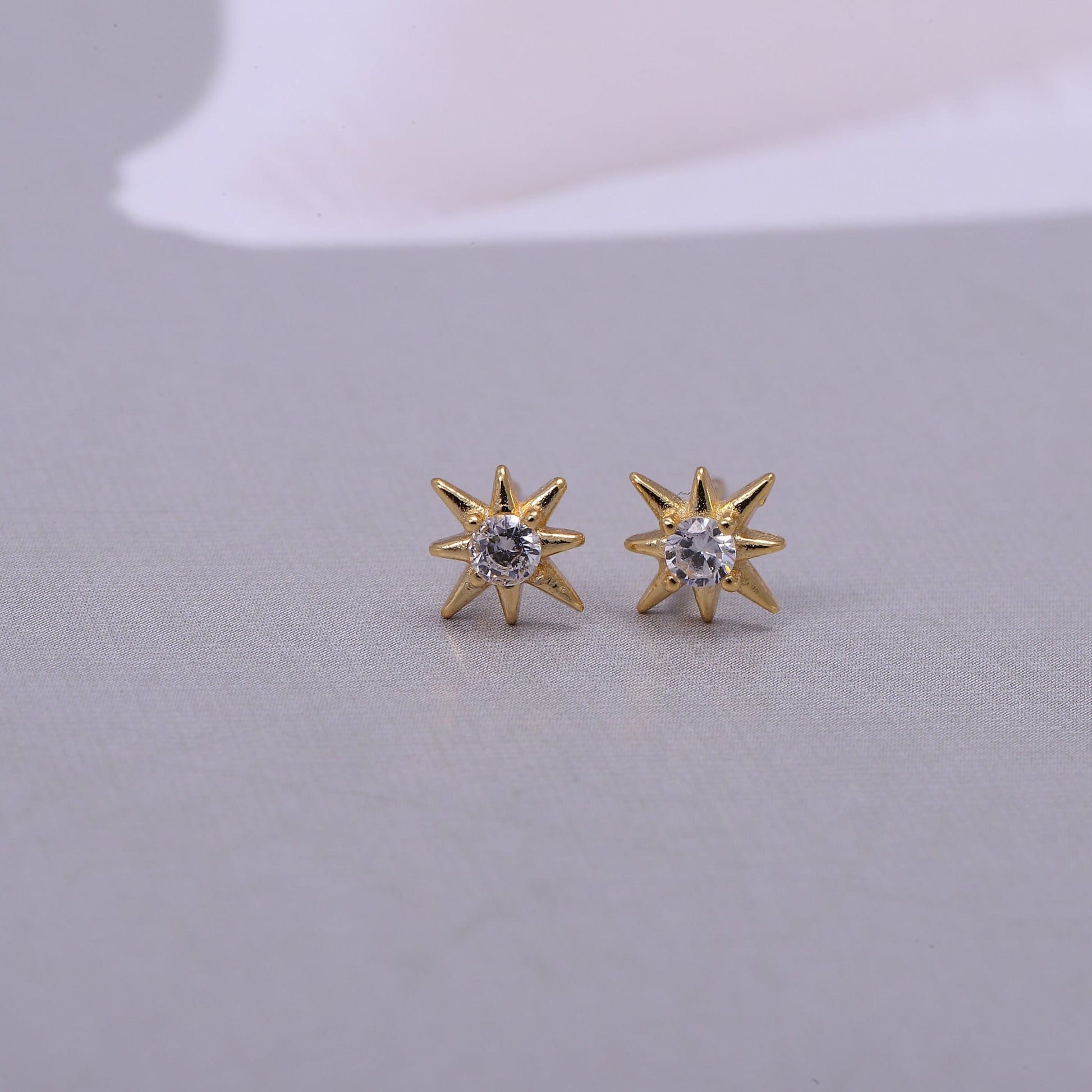 Sterling Silver Star Stud Earrings with CZ Crystals in Gold or Silver, Star Stud Earrings, Crystal Earrings, Statement Earrings,