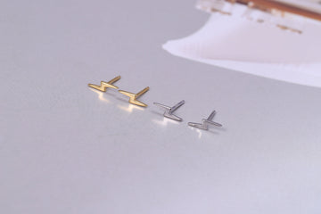 Sterling Silver Thunderbolt Stud Earrings
