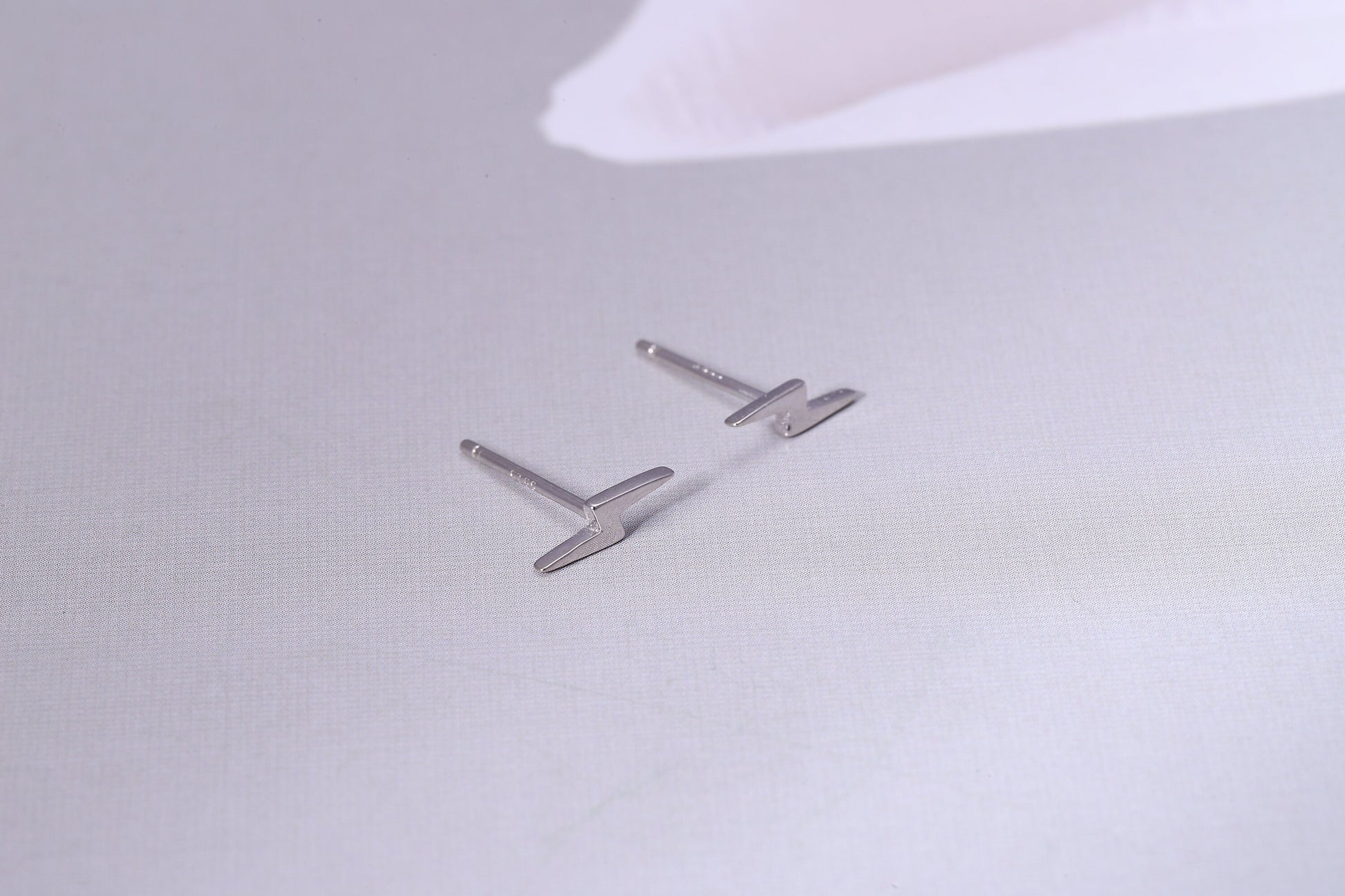 Sterling Silver Lightning Bolt Stud Earrings - Available in Gold or Silver