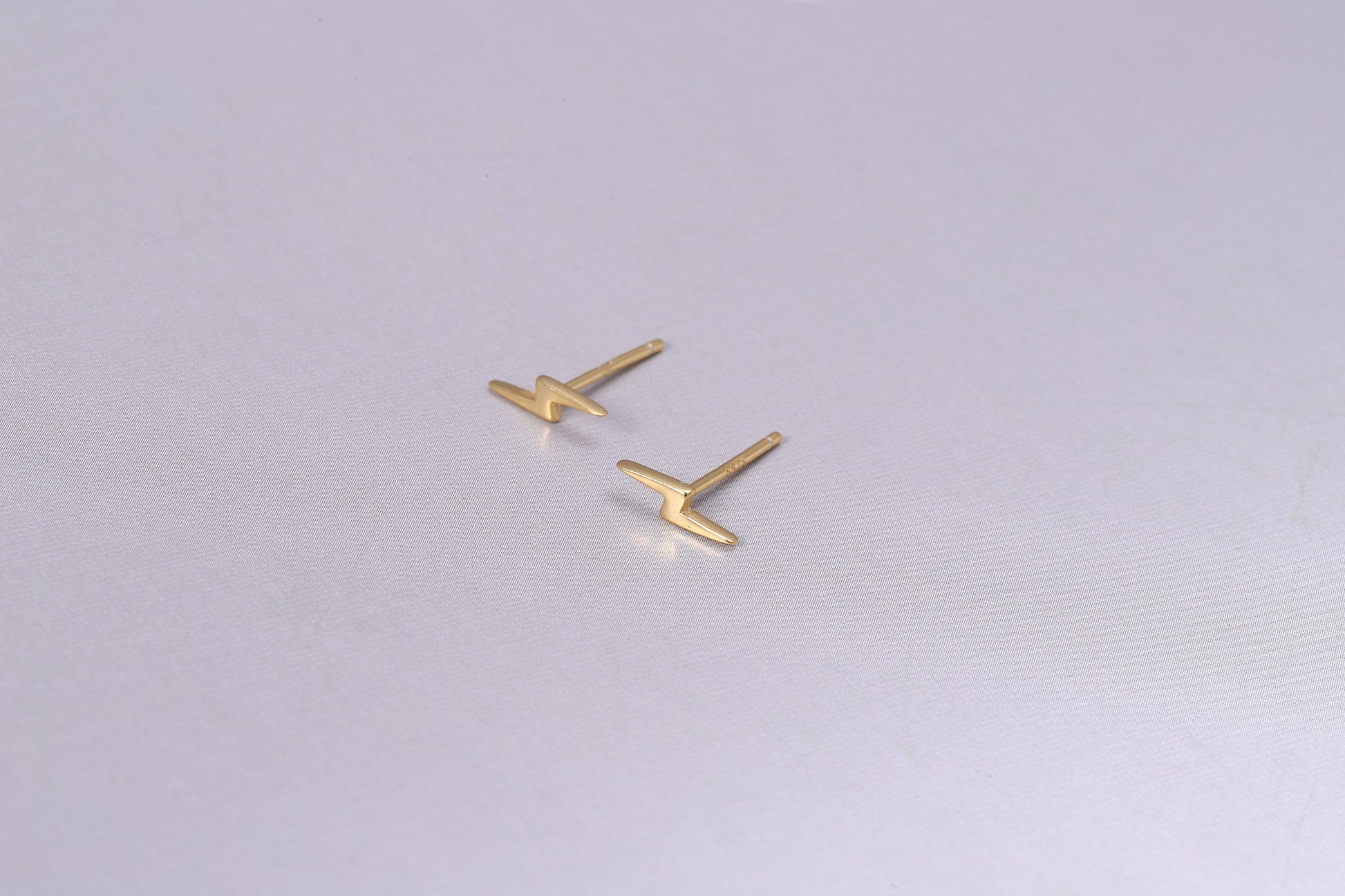 Sterling Silver Lightning Bolt Stud Earrings - Available in Gold or Silver