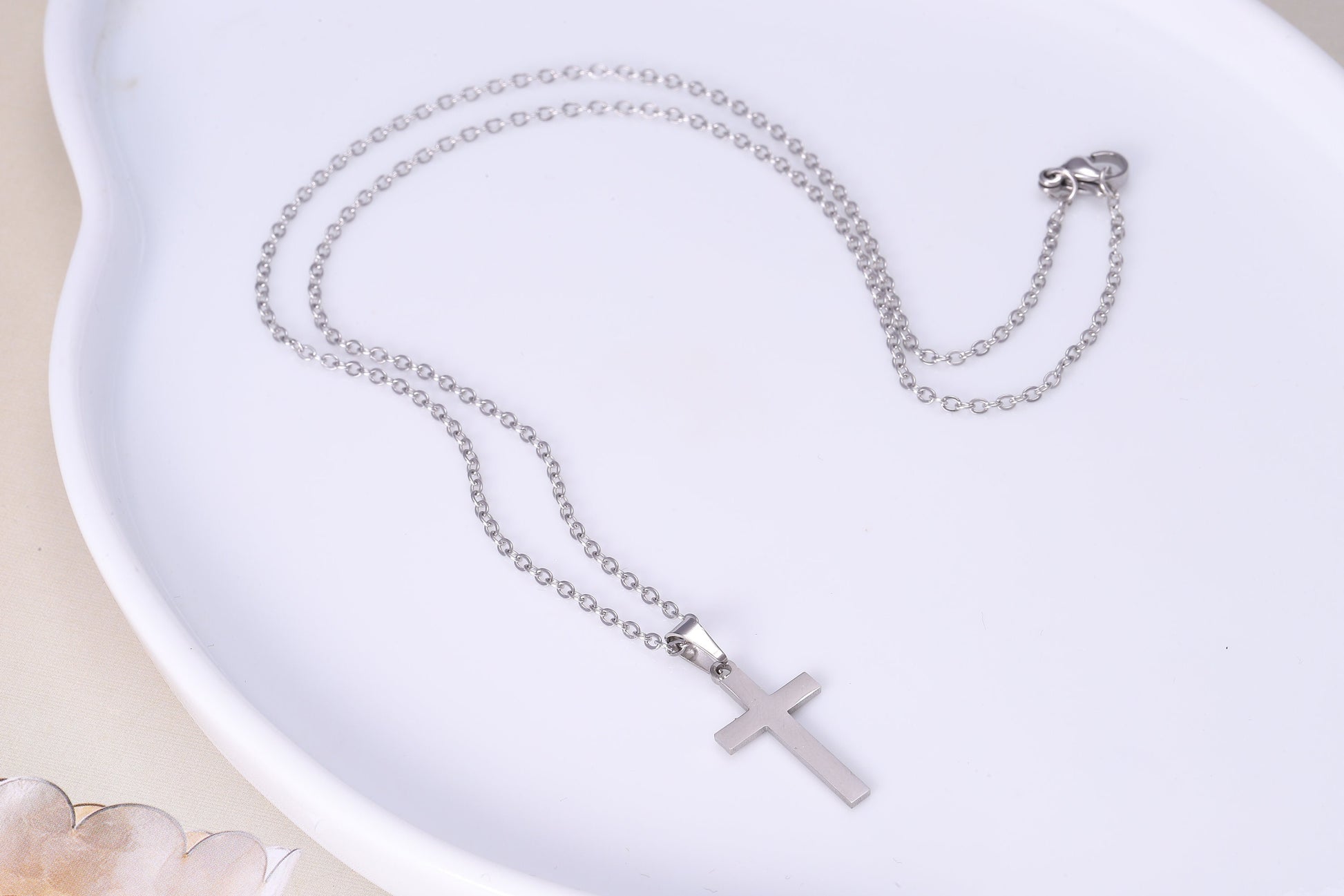 Dainty Silver Cross Pendant Necklace, Minimalist Cross Necklace, Religious Jewellery, Gift For Her