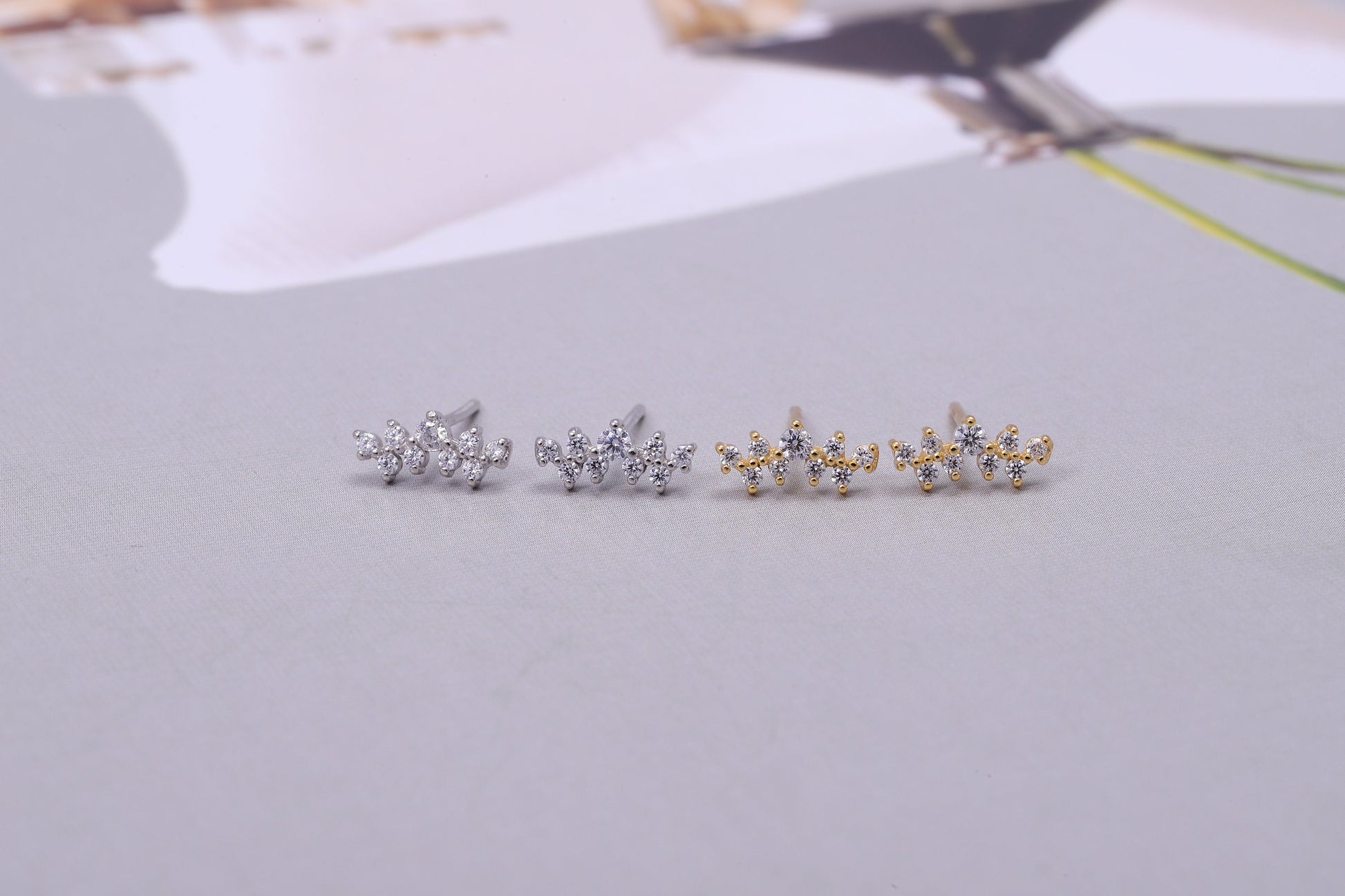 Gold Stud Earrings with CZ Crystals in Gold or Silver, Sparkling Dainty Gold Earrings, Statement Earrings, Gift For Her
