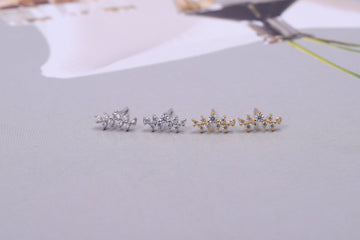 Sterling Silver Leaf Branch Stud Earrings