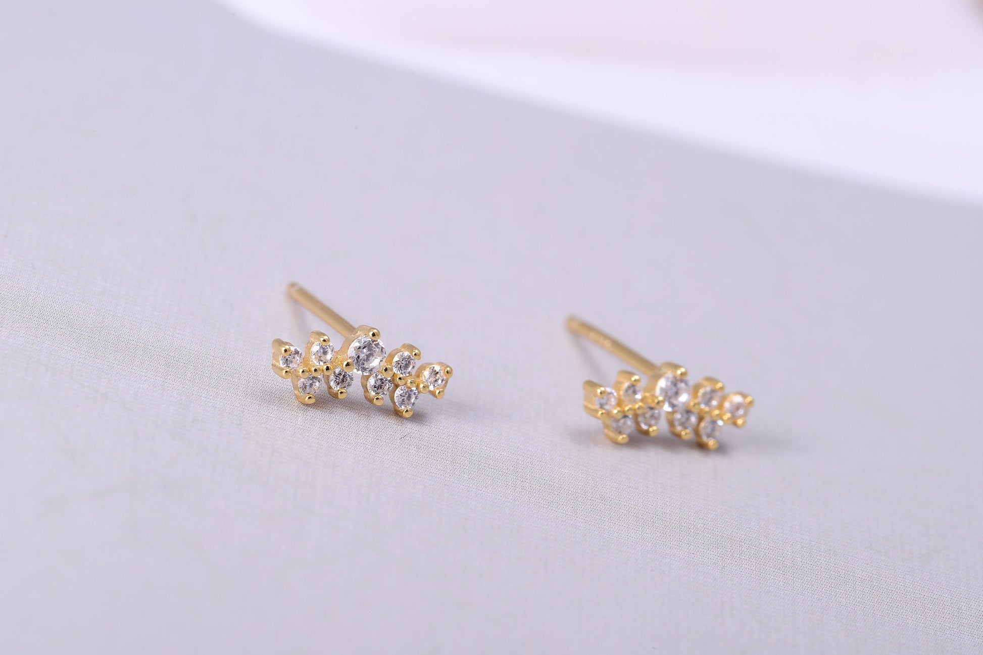 Gold Stud Earrings with CZ Crystals in Gold or Silver, Sparkling Dainty Gold Earrings, Statement Earrings, Gift For Her