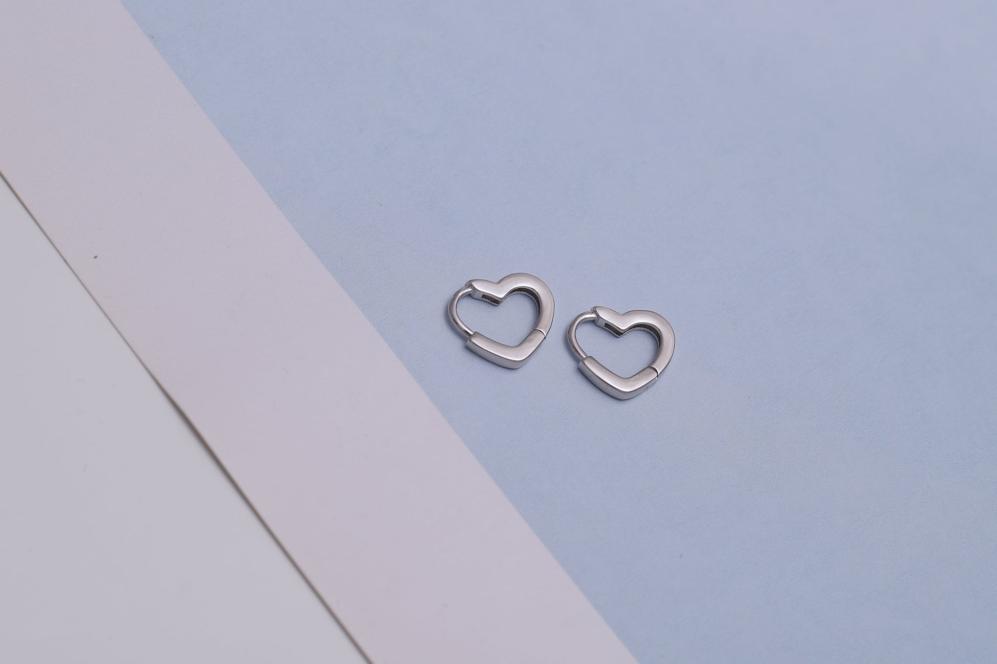 Sterling Silver Tiny Heart Hoop Earrings, Silver 2 Piece Hoop Earrings, Dainty Minimalist Jewellery