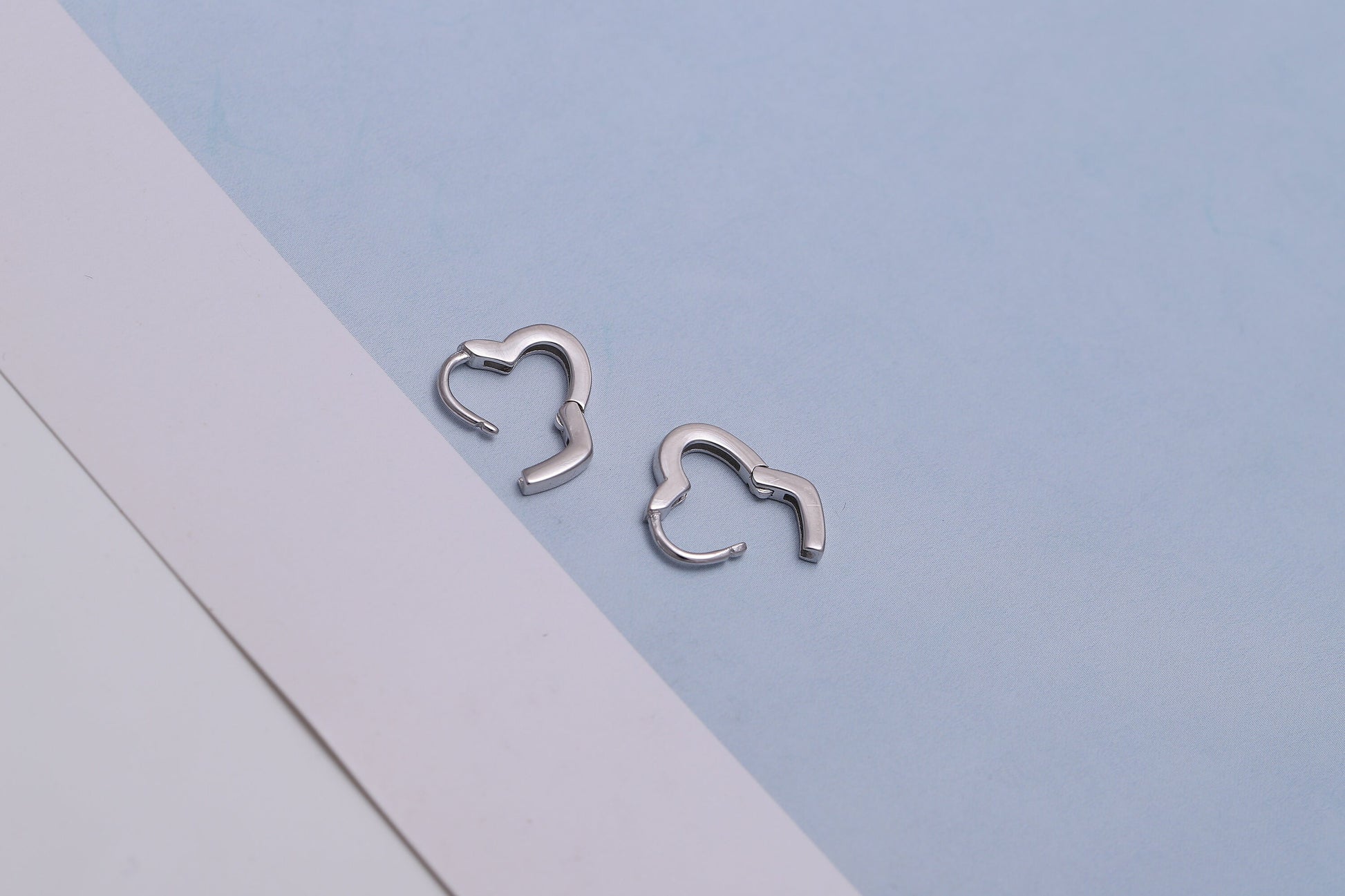 Sterling Silver Tiny Heart Hoop Earrings, Silver 2 Piece Hoop Earrings, Dainty Minimalist Jewellery