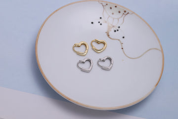 Sterling Silver Tiny Heart Hoop Earrings