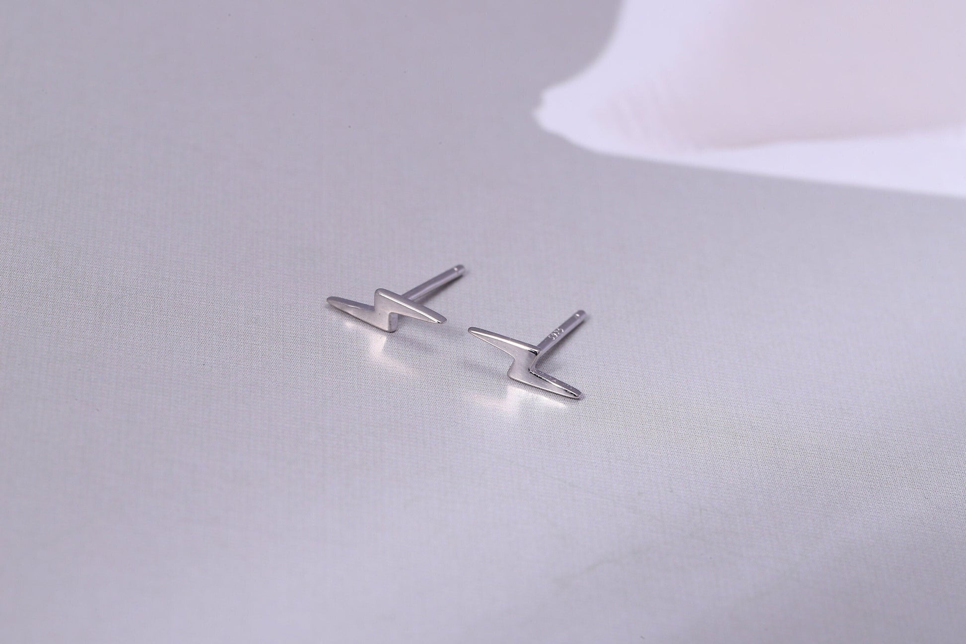 Sterling Silver Lightning Bolt Stud Earrings - Available in Gold or Silver