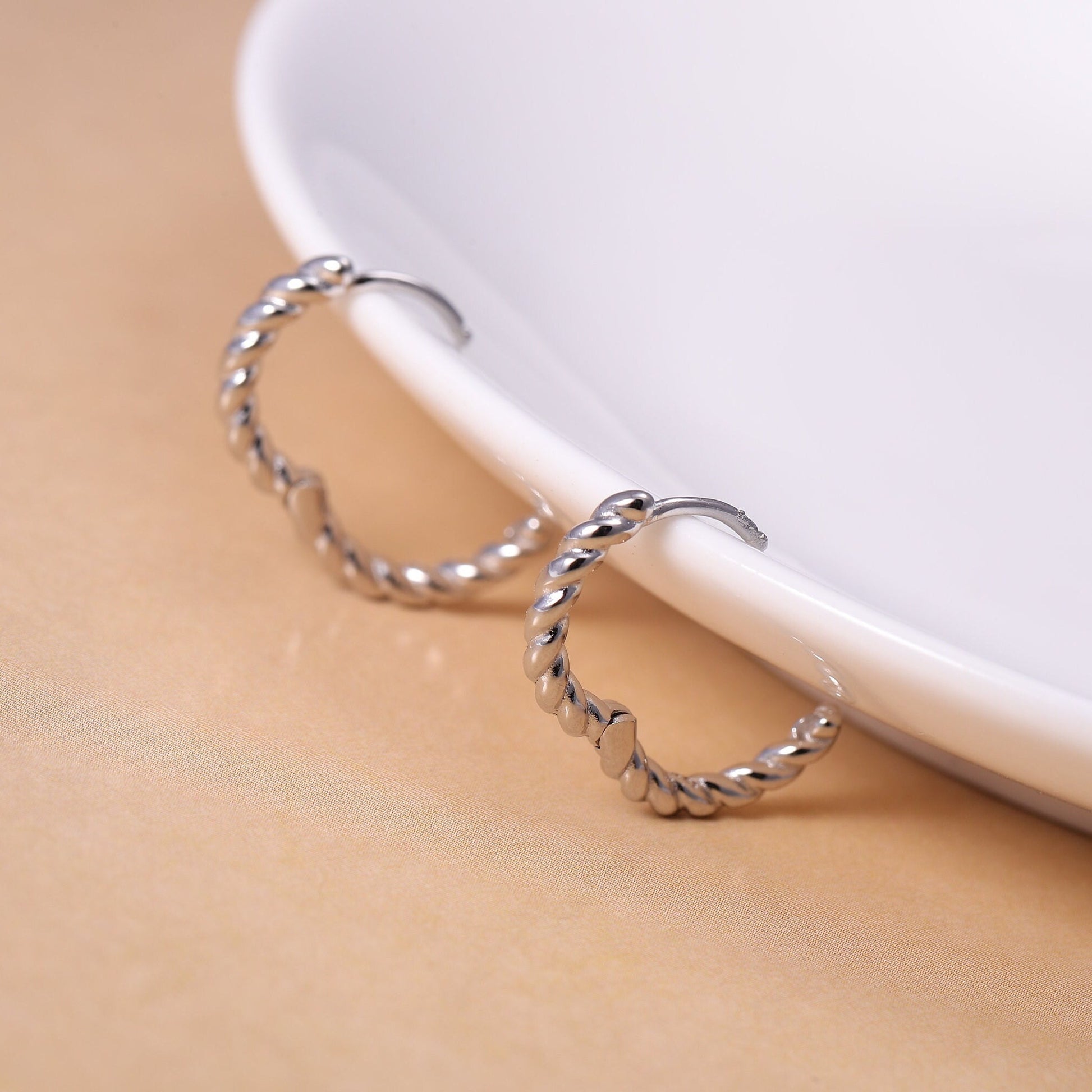 Sterling Silver Woven Hoop Earrings in Gold or Silver, Silver 2 Piece Huggie Hoop Earrings, Statement Jewellery