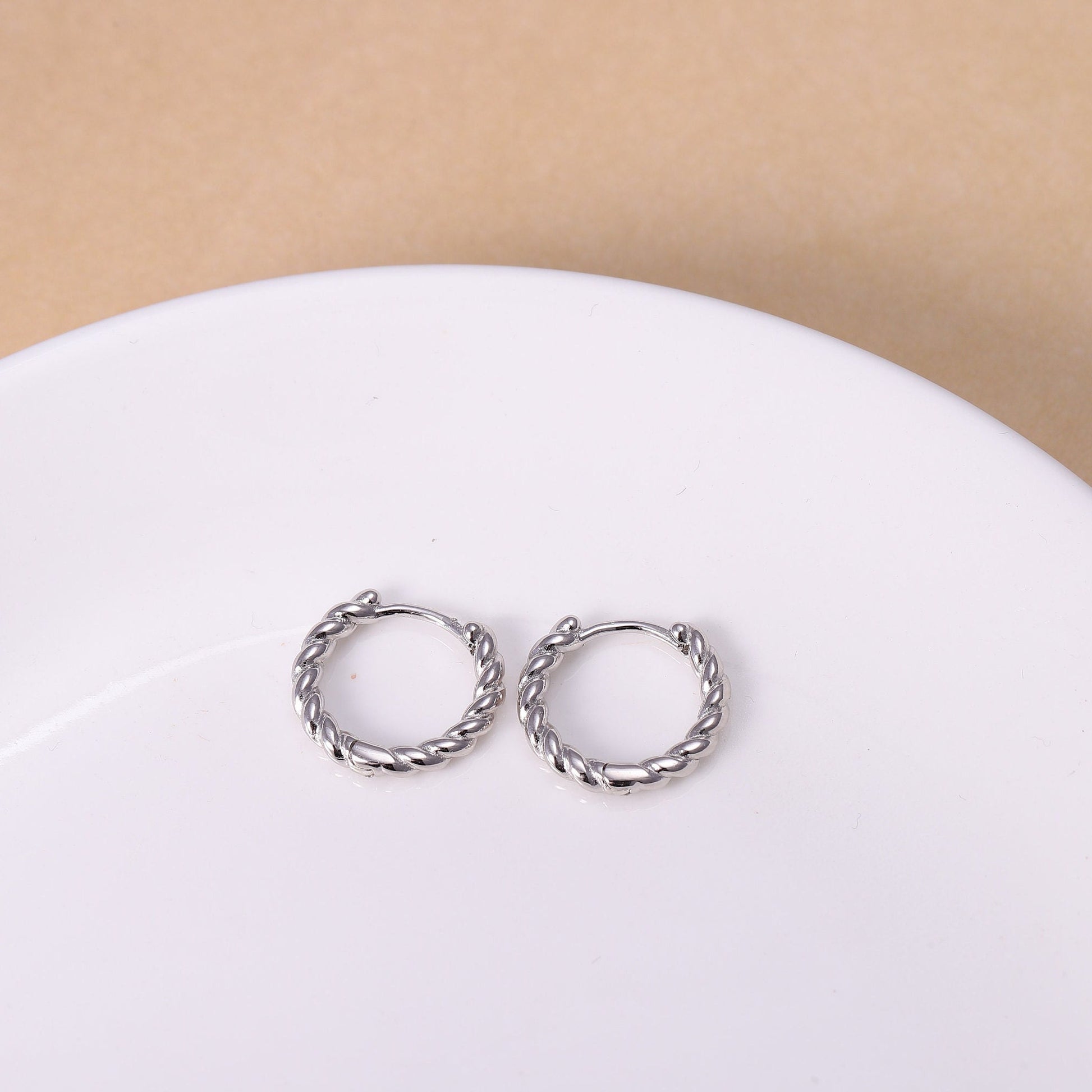 Sterling Silver Woven Hoop Earrings in Gold or Silver, Silver 2 Piece Huggie Hoop Earrings, Statement Jewellery