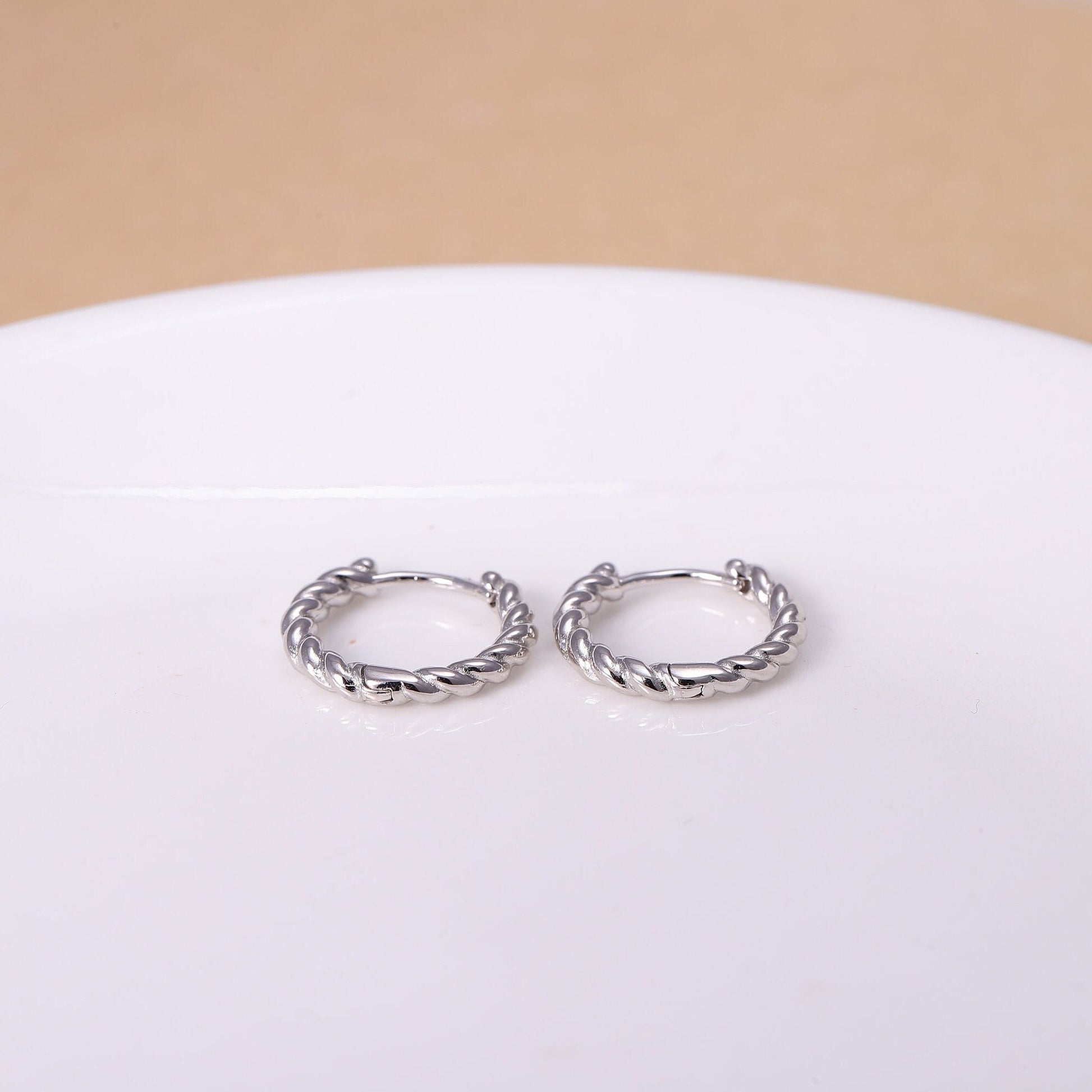 Sterling Silver Woven Hoop Earrings in Gold or Silver, Silver 2 Piece Huggie Hoop Earrings, Statement Jewellery