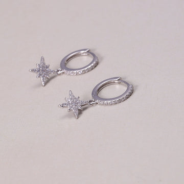 Sterling Silver Star Hoop Earrings