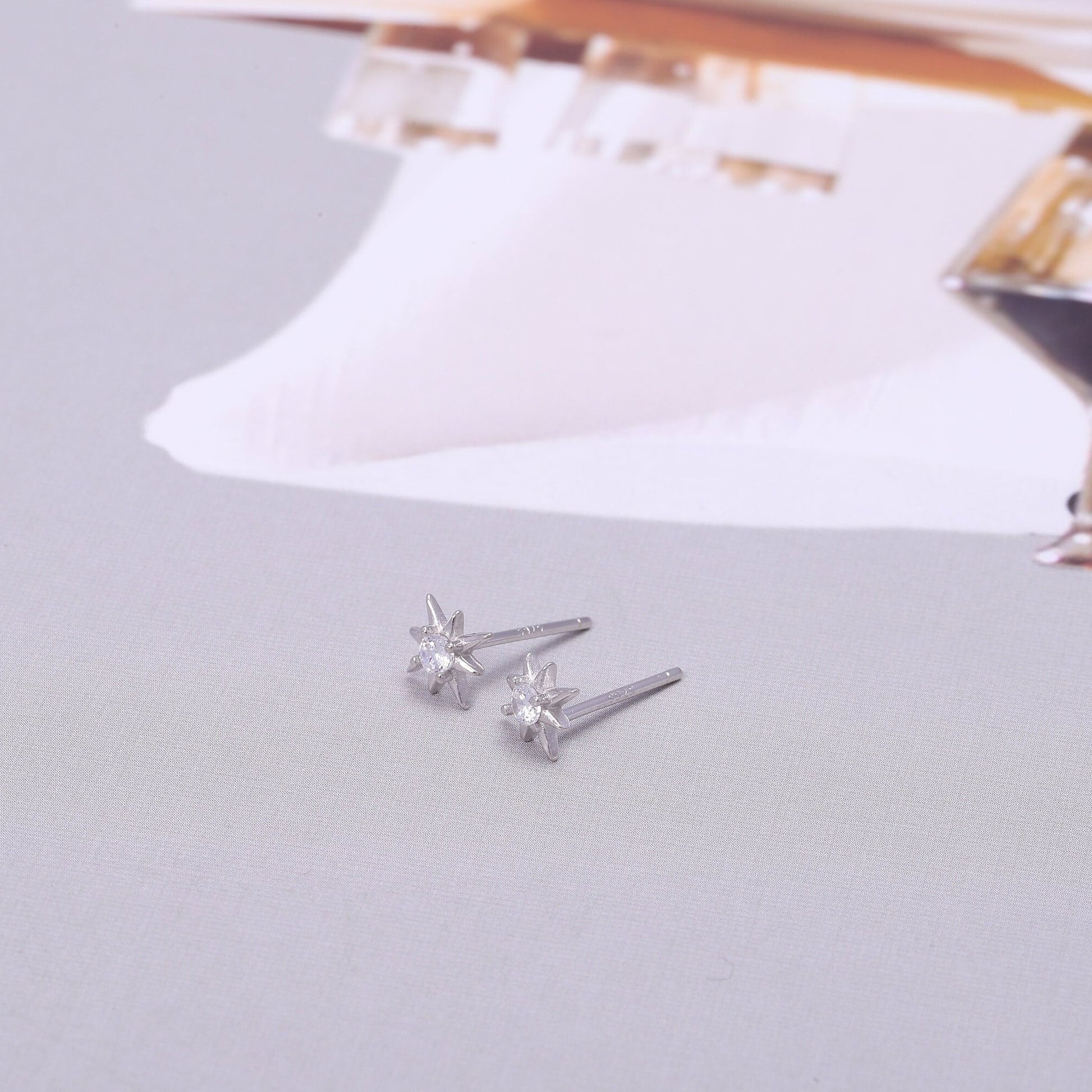 Sterling Silver Star Stud Earrings with CZ Crystals in Gold or Silver, Star Stud Earrings, Crystal Earrings, Statement Earrings,